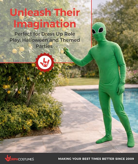 Morphsuits Green Alien Costume Kids, Halloween Costumes for Kids