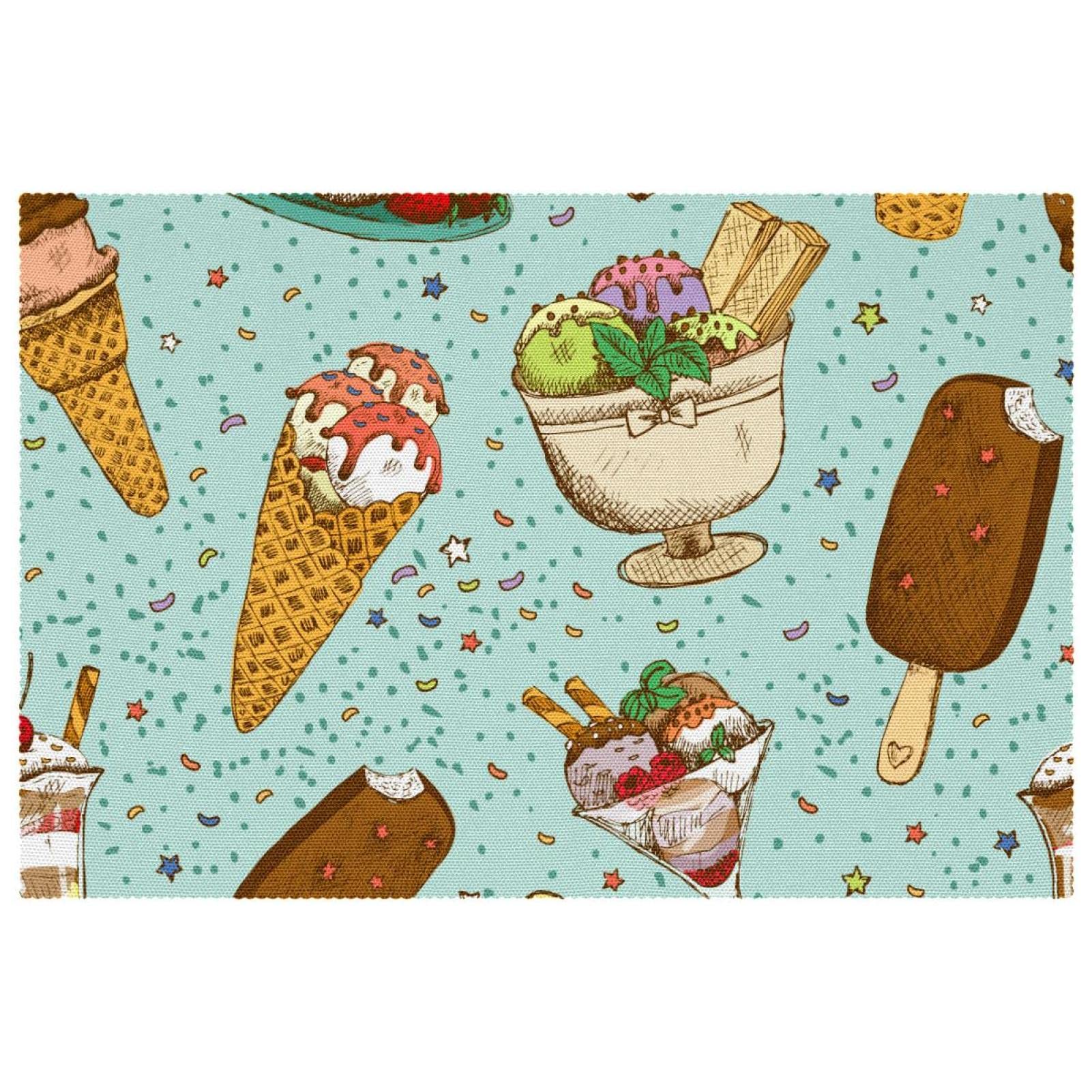 Sets de table 30,5 x 45,7 cm Icecream antidérapants et résistants à la chaleur | Lot de 6