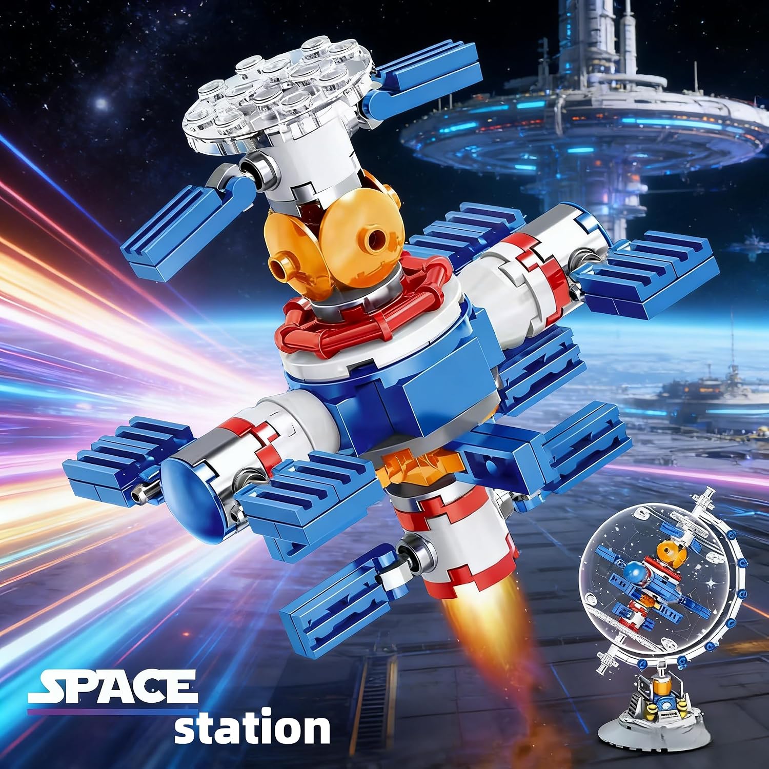 Space Station Constellation Globe Building Set with Light, Build and Display Model for Adults,Home and Office Decor,Aviation Enthusiasts Gifts
