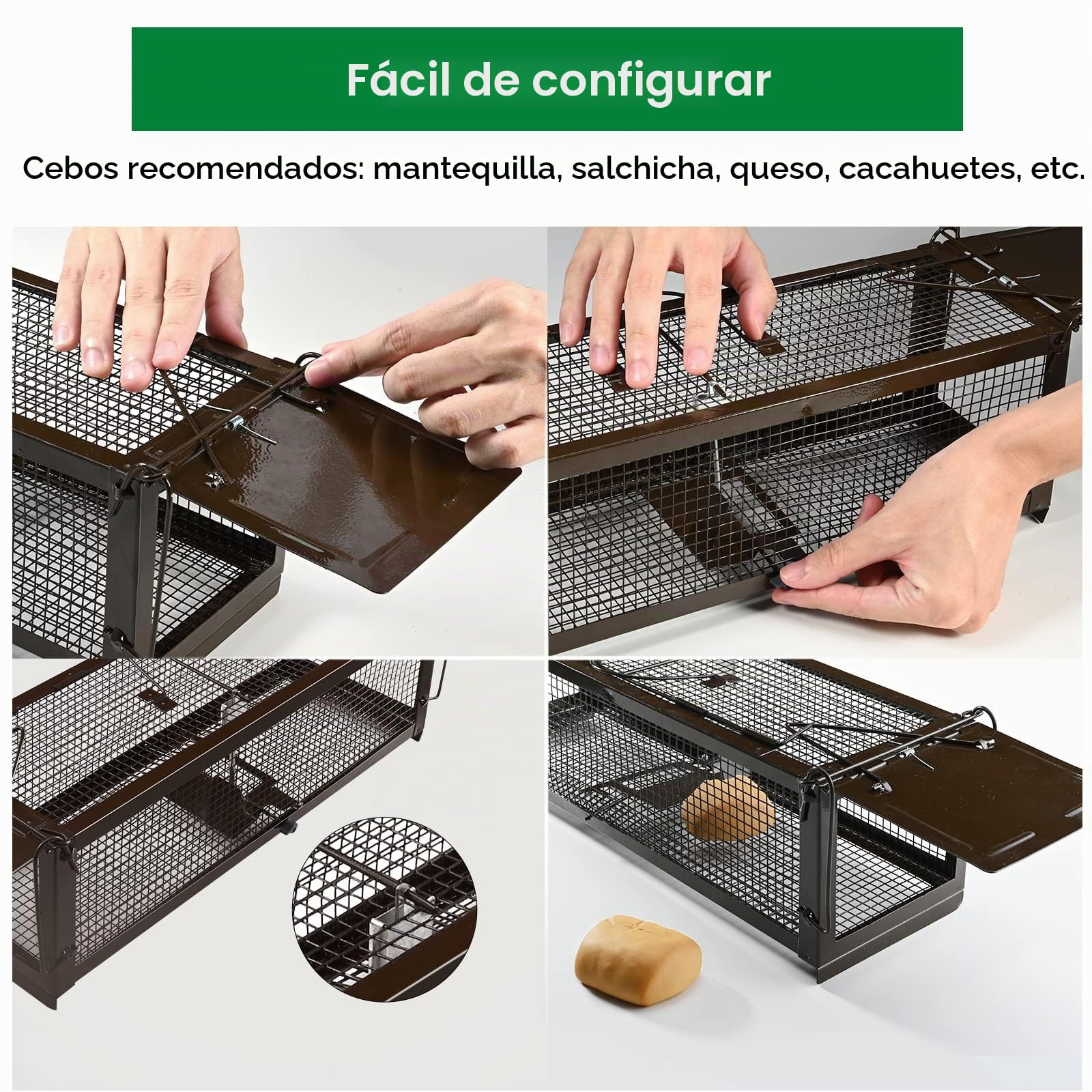 Ratzfatz Dos Pack Trampa para Ratones, con Cebo Vivo Diseño, Reutilizable de Dos Puertas Jaula Trampa Gatos, Interiores Exteriores Sensibilidad Ajustable, para Atrapar Ratones Ratas y Otros Roedores