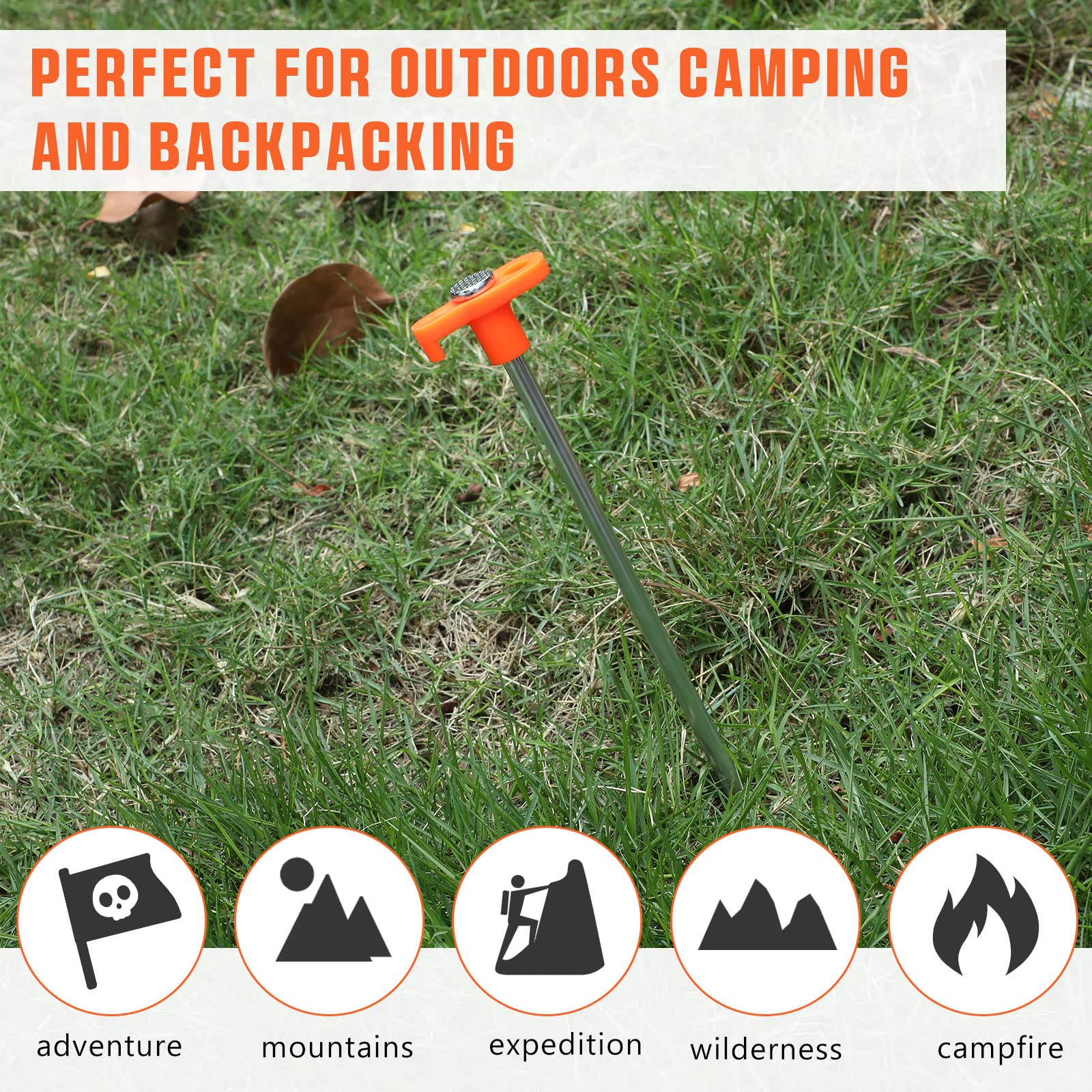 Shimeyao 100 Stück 25,4 cm Zeltheringe, verzinkte Zeltheringe, rostfreie Metallpfähle, grüne Campingpfähle, Zeltspikes für Outdoor, Camping, Pitching Baldachin