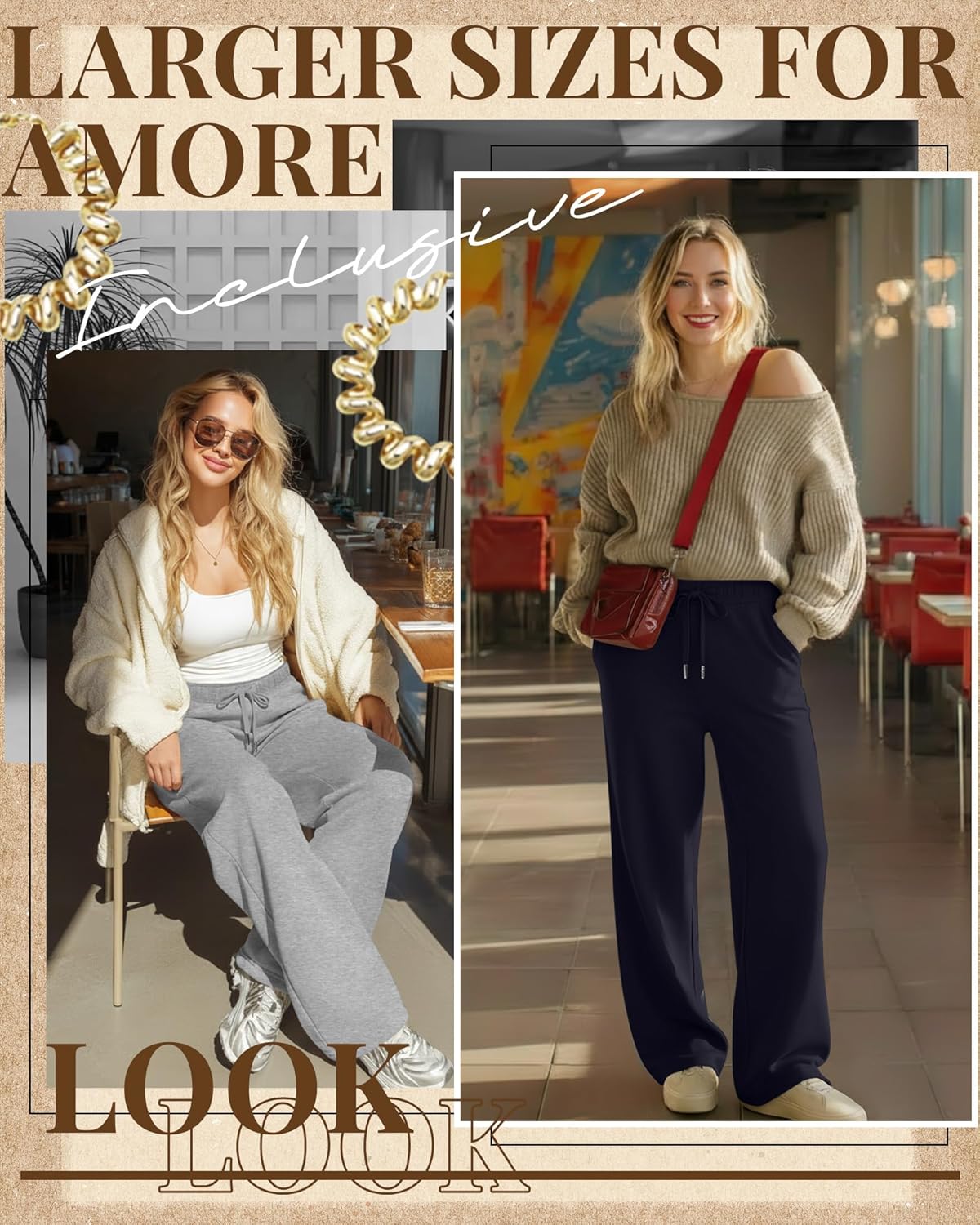 3 Pack Women's Plus Size Wide Leg Sweatpants Drawstring Straight Lounge Pants Elastic Waist with Pockets Jogger - Image 3