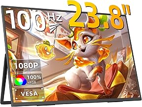 Mobile Monitor 23.8 Inch 1080P 100HZ Matte Screen Portable Monitor with VESA Support Large Screen Wide Color Gamut Large Size Freestanding Stand IPS LCD Panel USB Type-C/HDMI Terminal