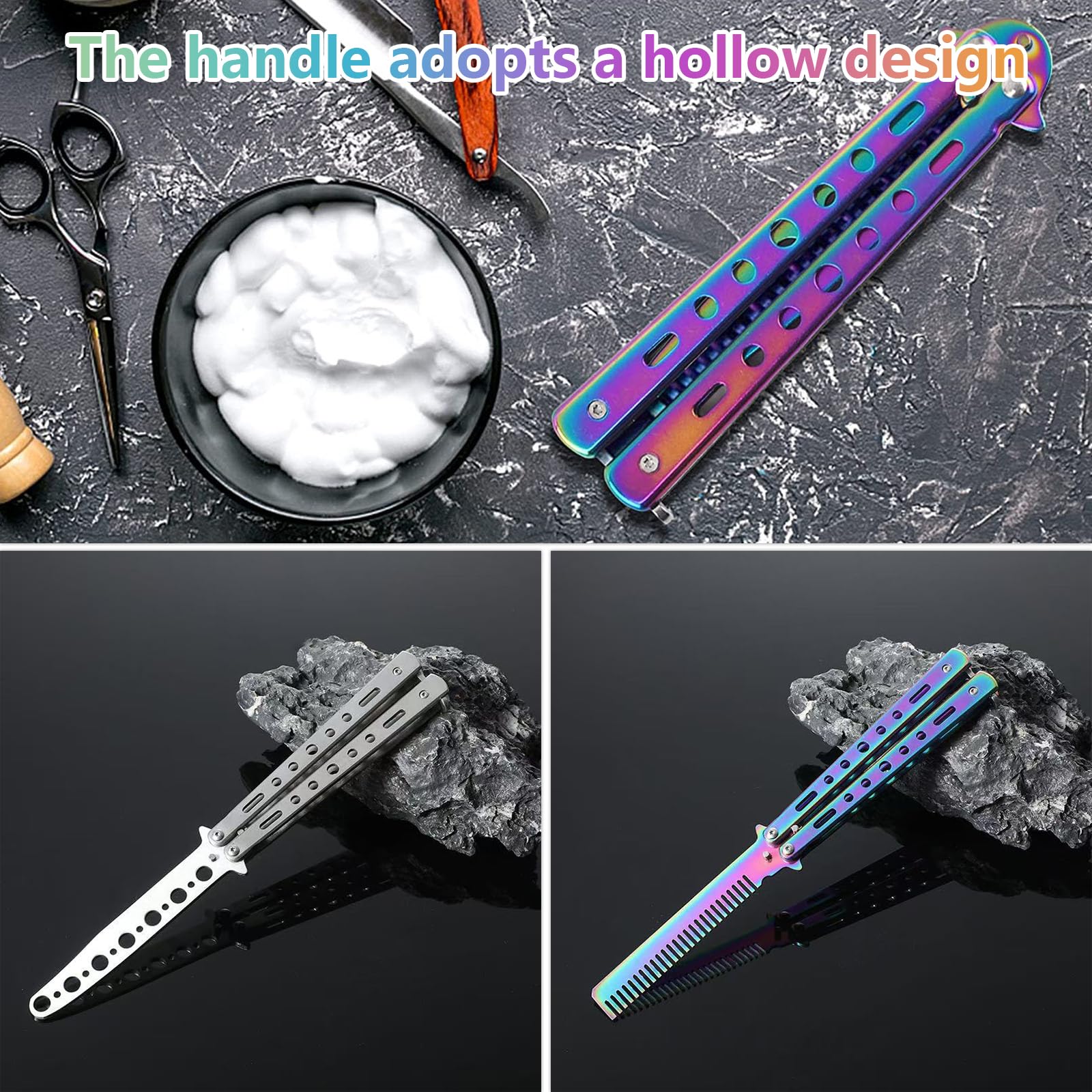 Peine de Metal de Entrenamiento, Navaja Mariposa, Cuchillo Balison, Acero, Practica Trucos Volteo Principiantes