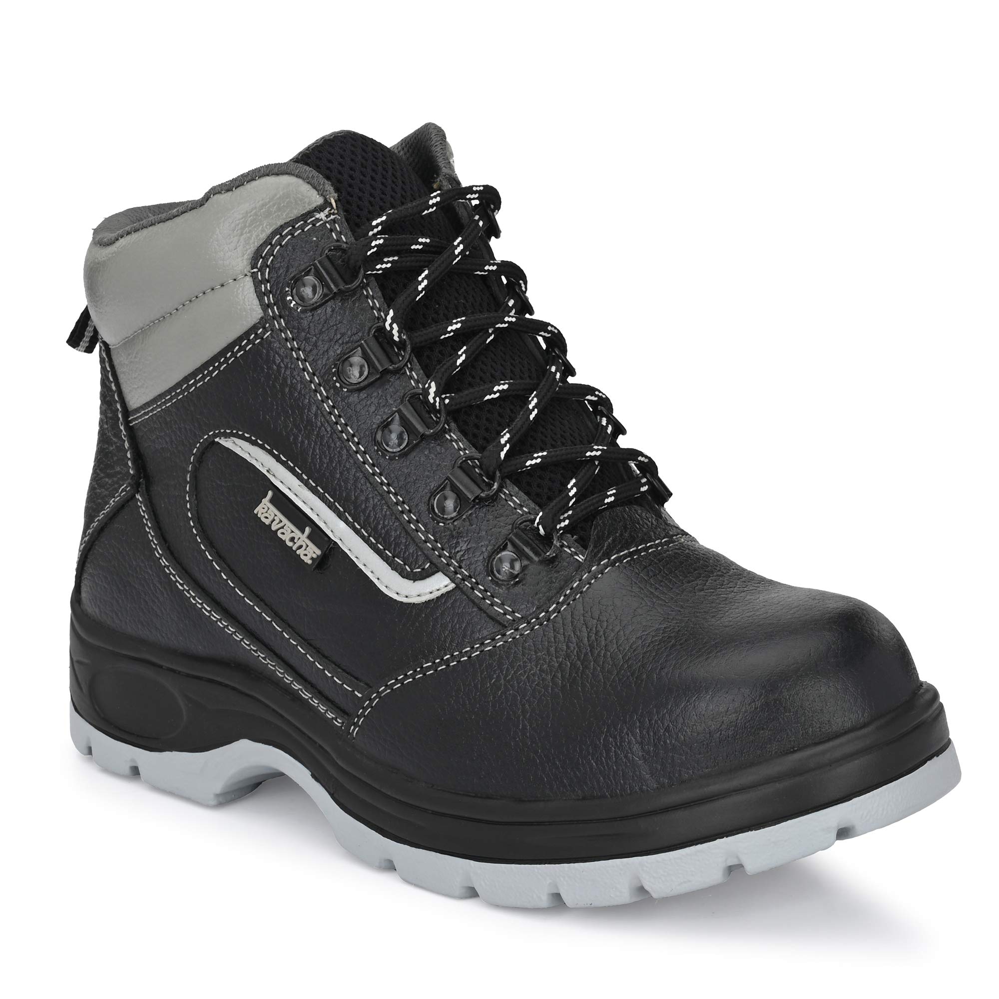 KAVACHA Mens Pure Leather Steel Toe Safety Shoe S121, Size :9 Black (B091B68DMQ) Amazon Price History, Amazon Price Tracker
