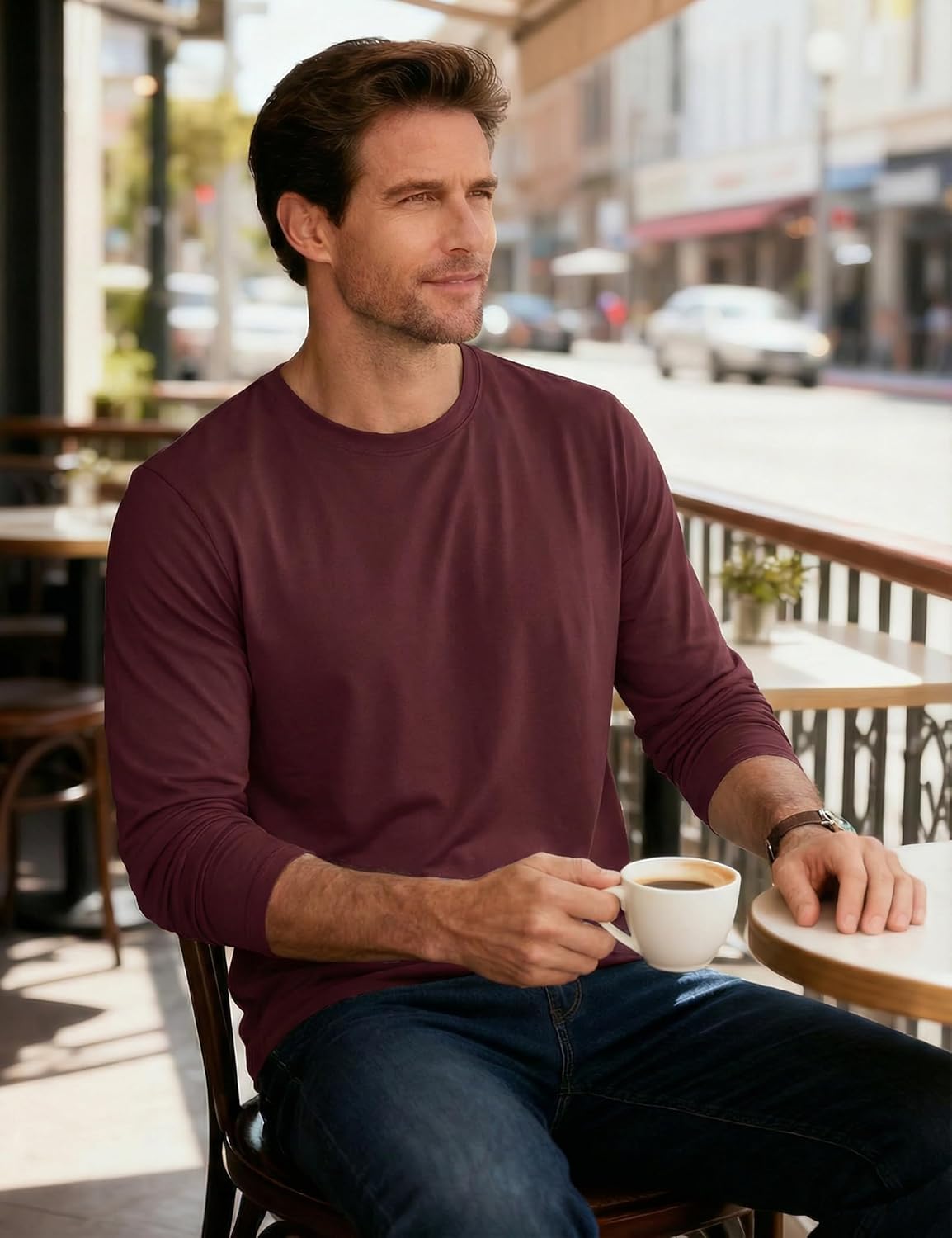 TACVASEN Mens Long Sleeve Tee Shirts Moisture Wicking Casual Crew Neck Soft Plain Basics Long Sleeve Tshirts - Image 2