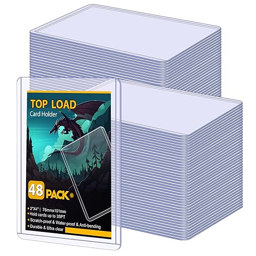 48 Count Topload Card Holder, Sooez 35PT Topload Card Protector, 3" x 4" Hard Plastic Card Sleeves, Baseball Card Protector, Rigid Toploading Card Case for Collectible Trading Sports Cards