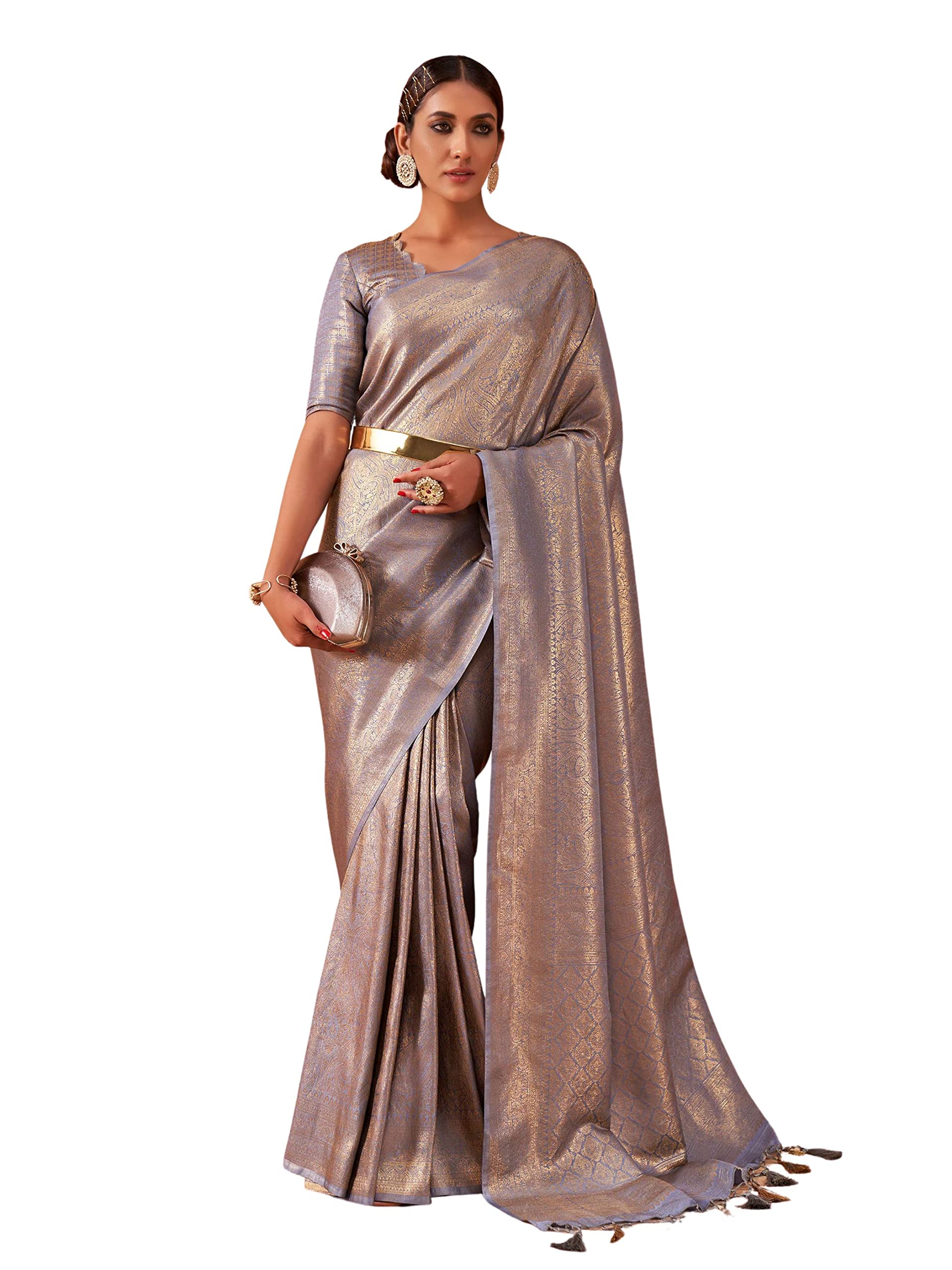 Saree for Women Zari Banarasi Art Silk Woven Sari | Indian Diwali Wedding Gift Saree & Unstitched Blouse