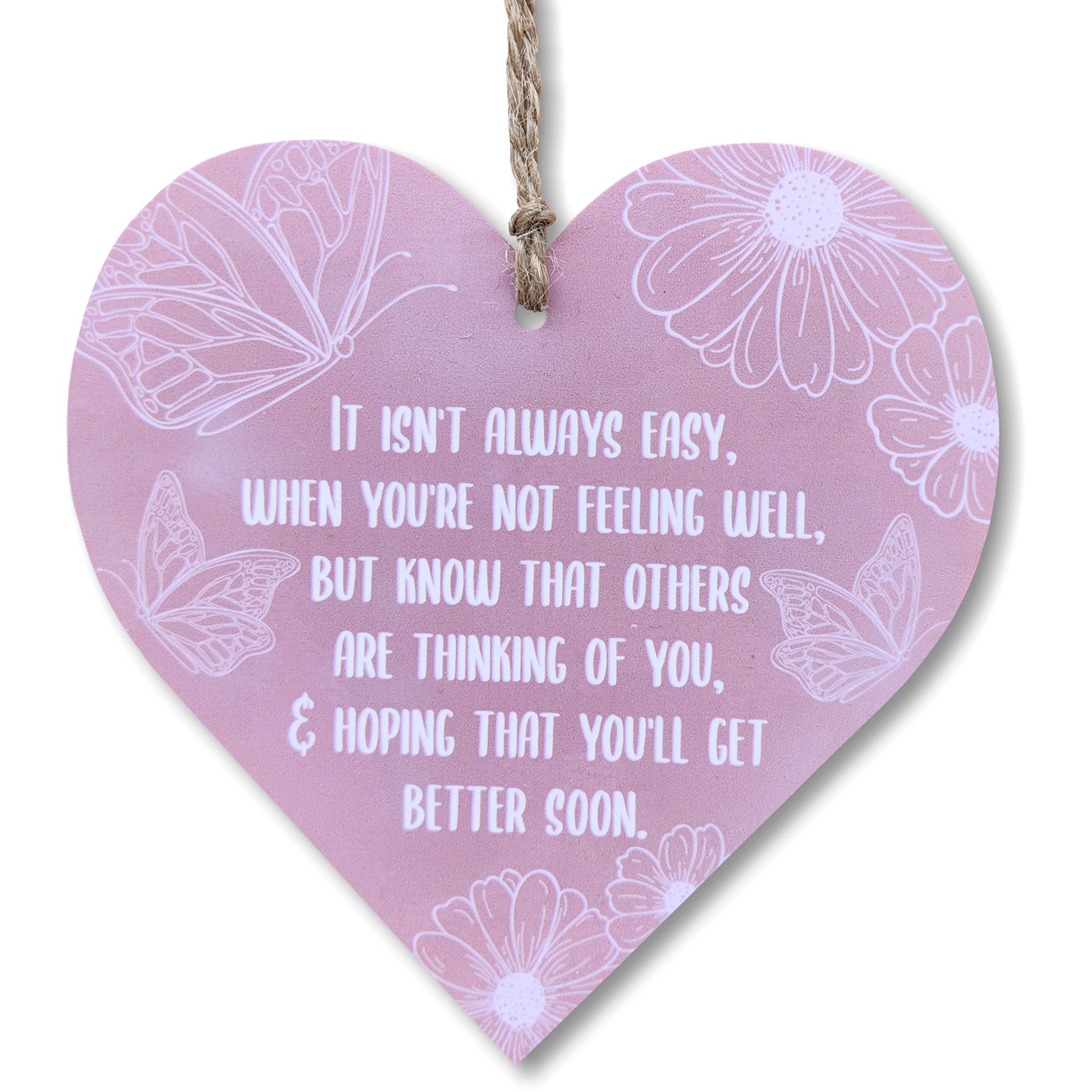 CARISPIBET It isn't always easy! Feel better gift sign decorative plaque for supportive friend family member wall art ornament 5" x 5"