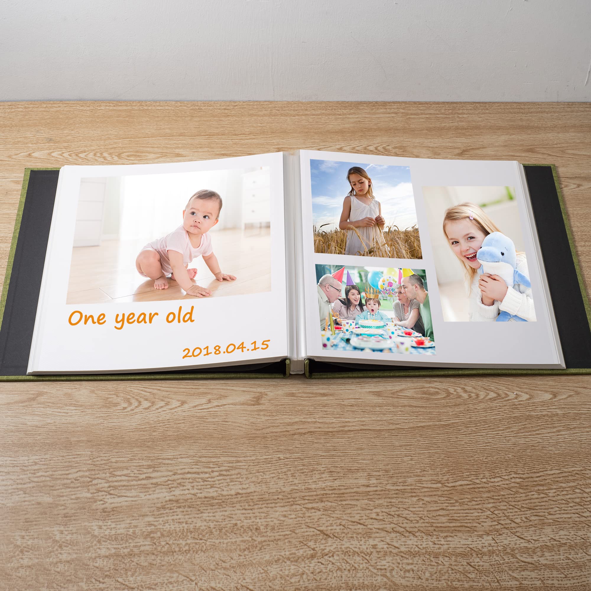 Duży album fotograficzny, samoprzylepny album do scrapbookingu, na 4 x 16 cm, 20 x 10 zdjęć, DIY, magnetyczny, lniany, okładka, album, 60 stron, na rodzinne prezenty ślubne, z metalowym