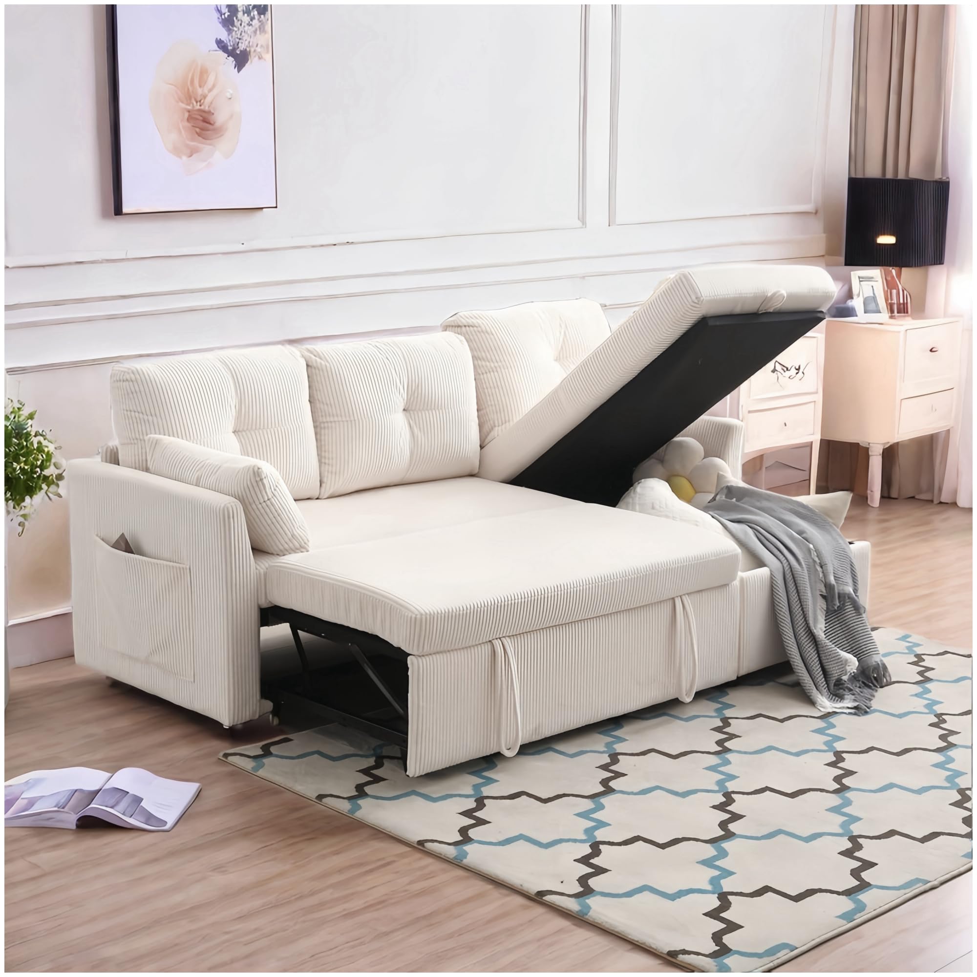 Sapgaks Canapé d'angle Convertible avec sièges de Rangement et Poches ...