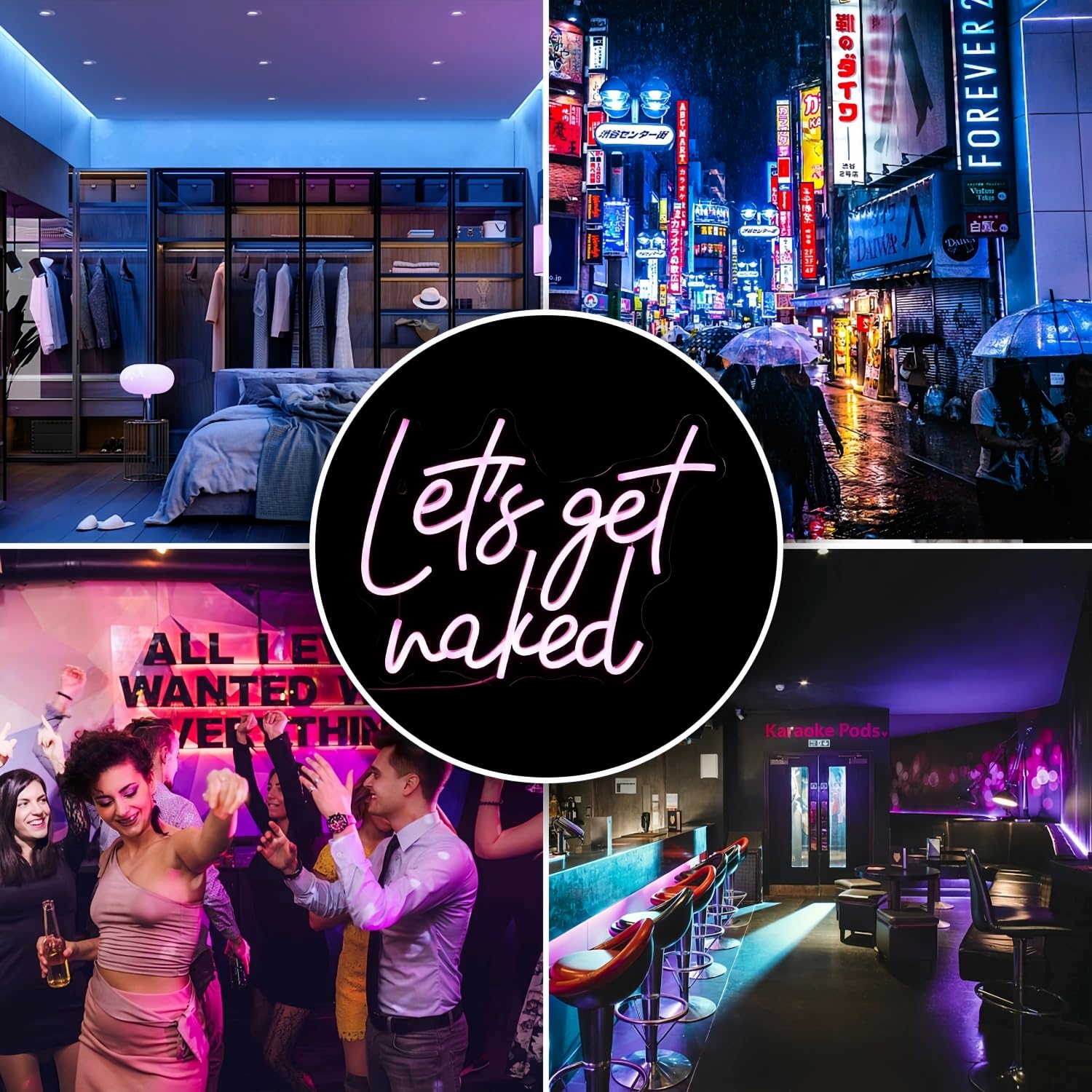 Lets Get Waked Neon Zeichen für Wanddekoration Neon Wandkunst Acryl LED Lichter mit hängender Kette Licht oben für Schlafzimmer Decor Mann Höhle Bar Pub Absolvent Hochzeit 5V USB Powered Dimmable
