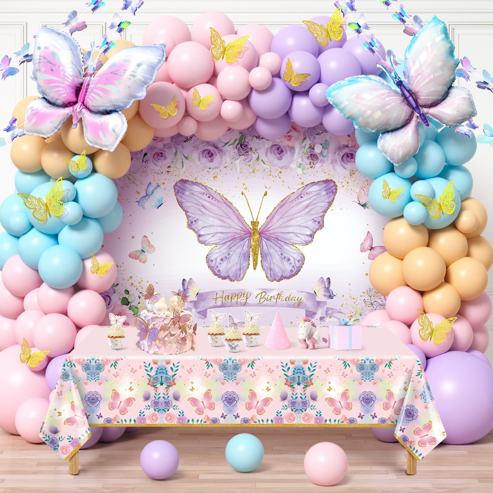 Butterfly Birthday Party Decorations 140pcs Butterfly Pastel
