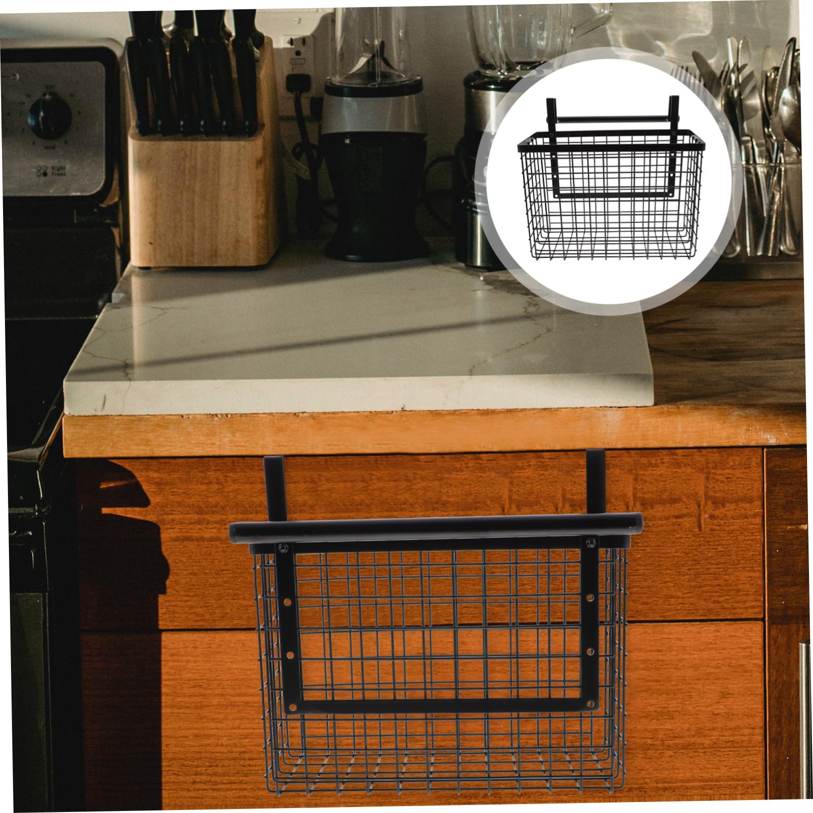 ULTECHNOVO Cesta Colgante Fácil de Instalar de Acero al Carbono para Cocina Organizador de Pared y Ahorro de Espacio, Adecuado para Armarios y Estantes de Cocina