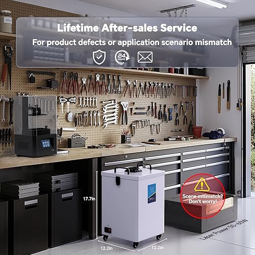 Miniatura 7 de FumeClear Extractor de humo FC-2002 para grabador láser S1, D1 Pro de 10 W a 20 W, succión fuerte de 260 a 300 mh, bajo ruido con 12 filtros,