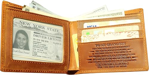 Miniatura 6 de Cartera para hombre con texto en inglés "To My Grandson", cartera grabada personalizada para hombres, la mejor idea de regalo para niños,