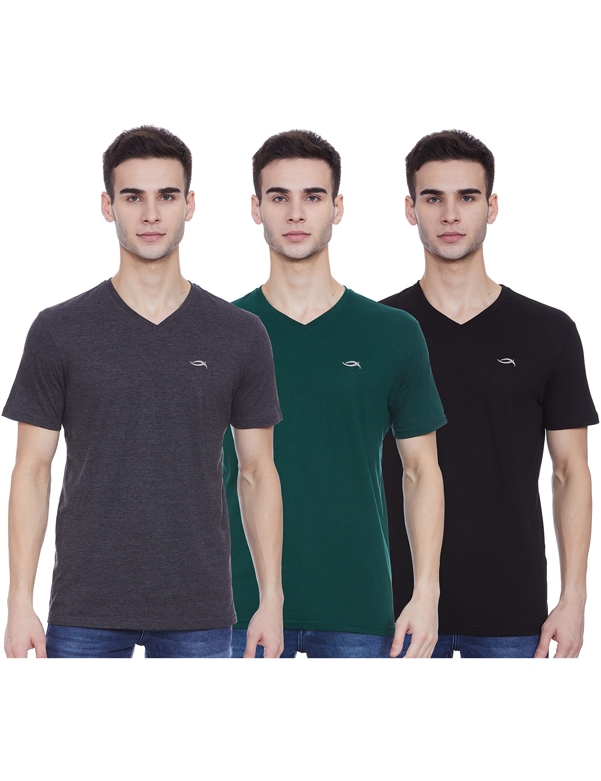 MaxMen Solid V-Neck Lounge Slim Fit T-Shirt- Pack of 3