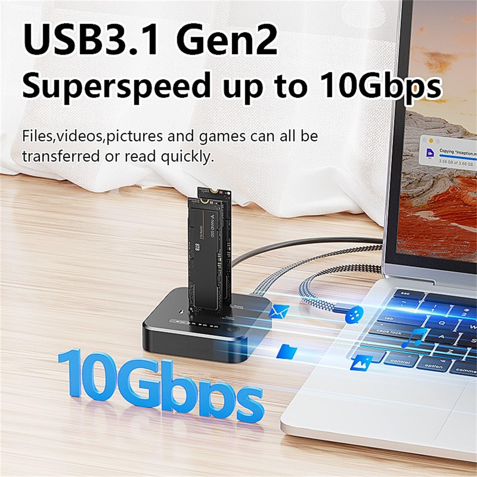 Ranura NVME Cloner Dock con Velocidad de Transferencia de 10 Gbps