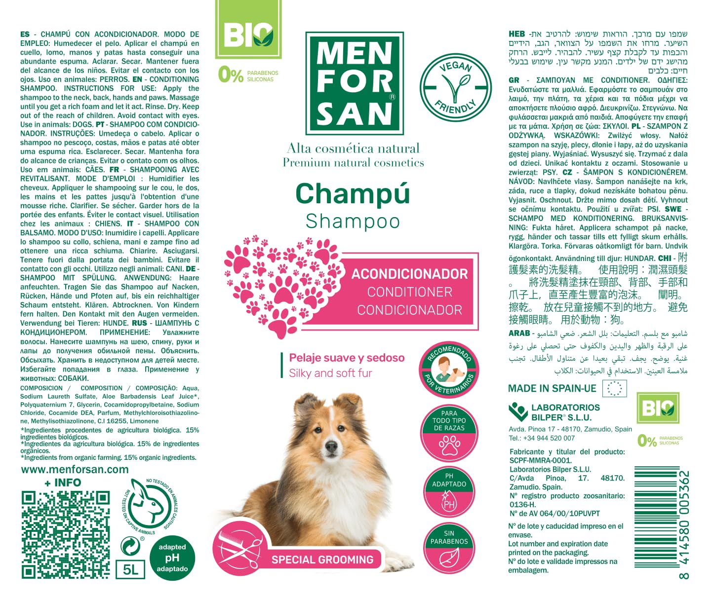 Shampooing et après-shampooing Men for San Chien (5 L)