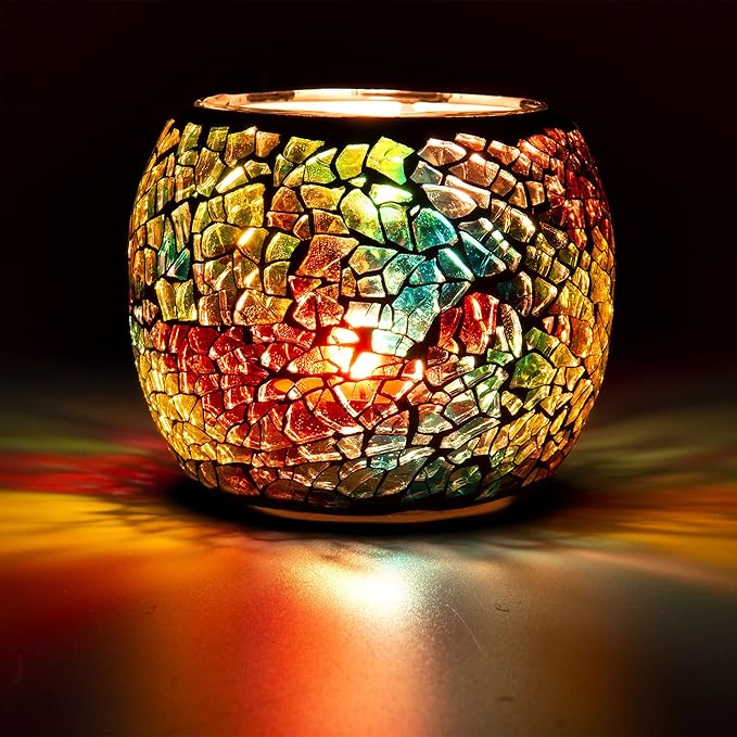 Larcenciel Mosaic Glass Candle Holder/Tea Light Holder/Vase/Pen Holder