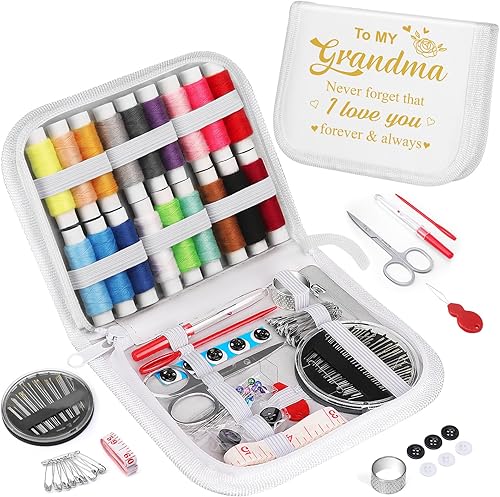 Miniatura 57 de Coquimbo Kit de costura de regalo de Navidad para mujeres, abuela, mamá, adultos, niños, principiantes, viajeros, emergencias, suministros de Negro