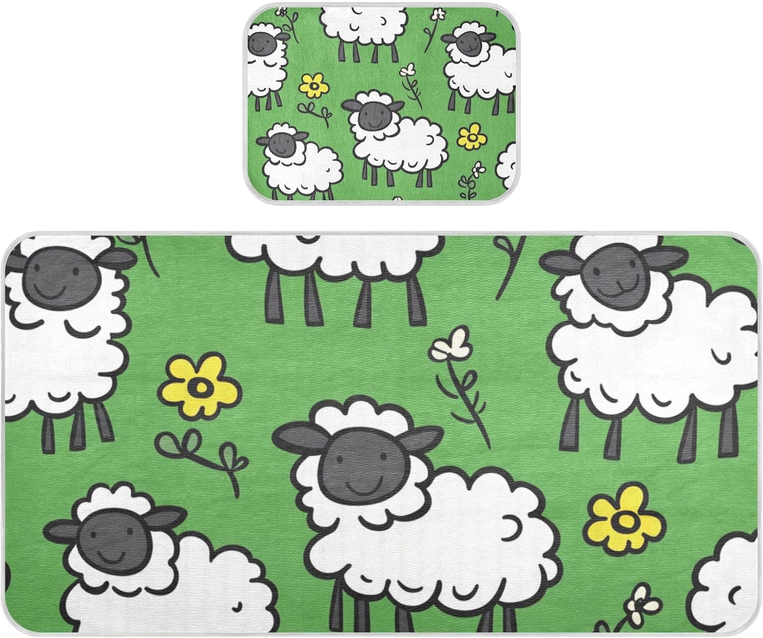 Cartoon Cute White Sheep Cooling Baby Mattress Protector Pads 28" x 52" Breathable Pads for Kids for Baby&Toddler