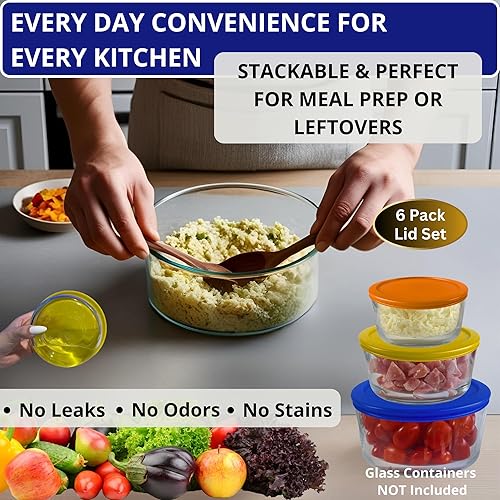 Miniatura 5 de Tapas de repuesto de 2, 4 y 7 tazas para cuencos de almacenamiento Pyrex, Anchor Hocking y KlareWare, solo tapas, recipiente de vidrio no incluido