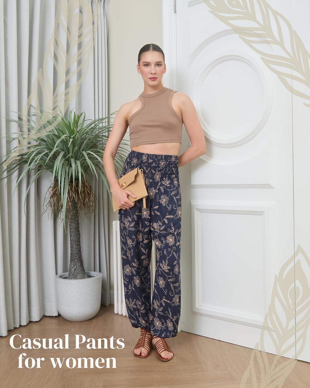 Boho Pants | Harem Pants Women with Pockets | Soft & Breathable Flowy Pajamas | Soft Yoga Pants| Hippie Clothes for Women - Image 5