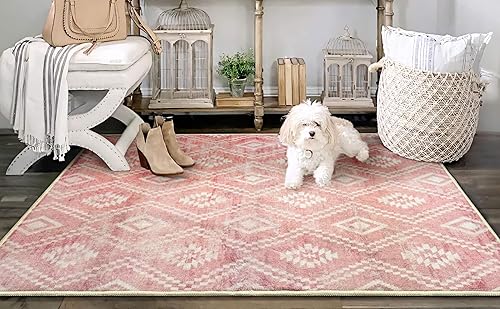 Miniatura 3 de COLORPAPA Alfombra marroquí lavable a máquina, de 3 x 5 pies, para entrada, dormitorio, sala de estar, cocina, baño, oficina, antideslizante,