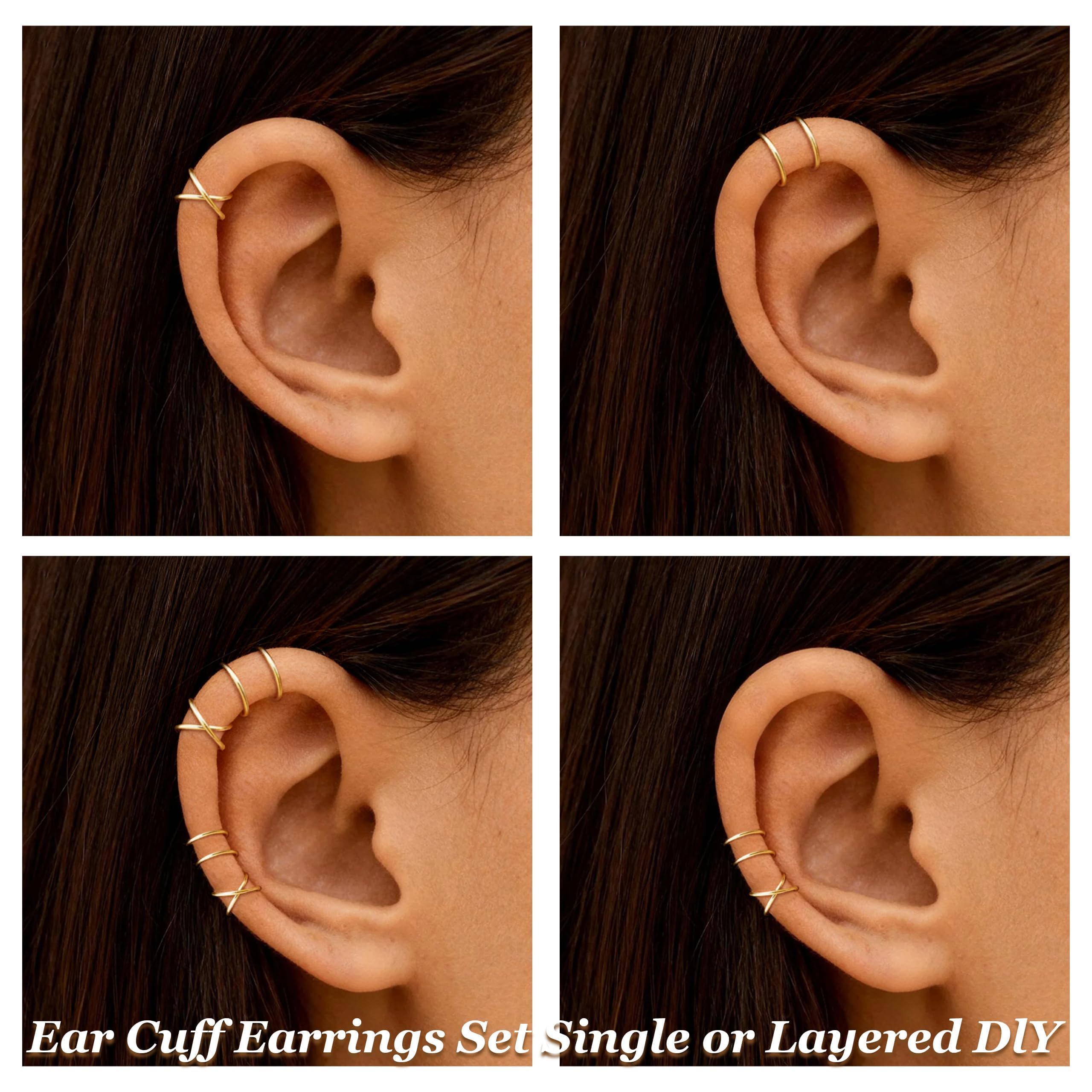 Ear Cuffs Non Piercing Ear Cuff Earrings for Women Trendy Clip on Cartilage Earring Stacks Non Pierced Fake Earrings Jewelry Birthday Christmas Gifts Stocking Stuffers