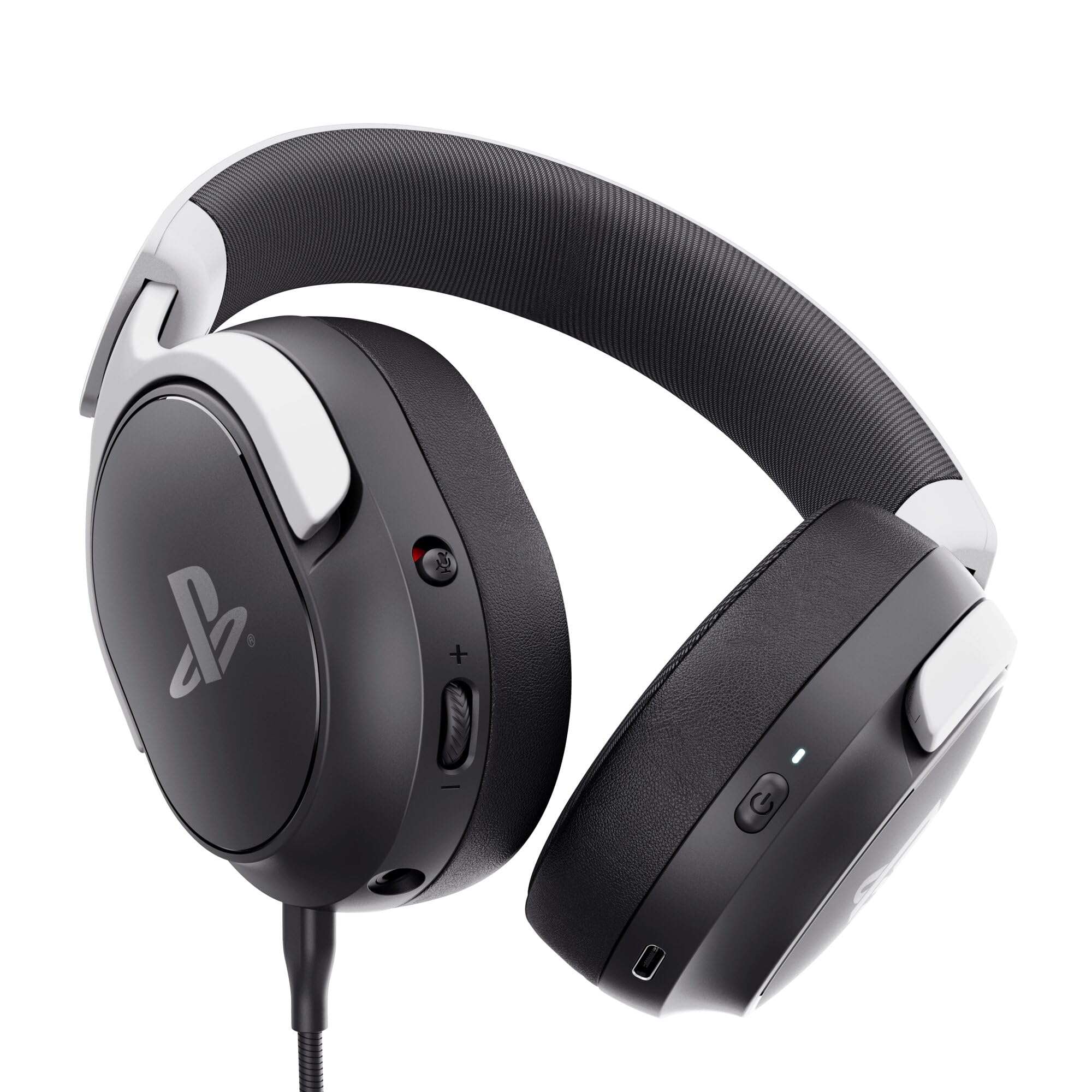 GXTrust 499BW Forta Cuffie Gaming Wireless con Licenza Ufficiale PlayStation 5, 2.4G Bassa Latenza, Ricevitore USB, 55 Ore di Gioco, Driver da 50 mm, Cuffie da Gaming PS5 Over Ear, Nero/Bianco