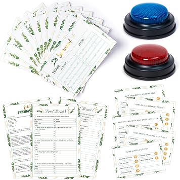 EYxsaxenk Christian Bible Friendly Feud Game with Answer Buzzer Card Game