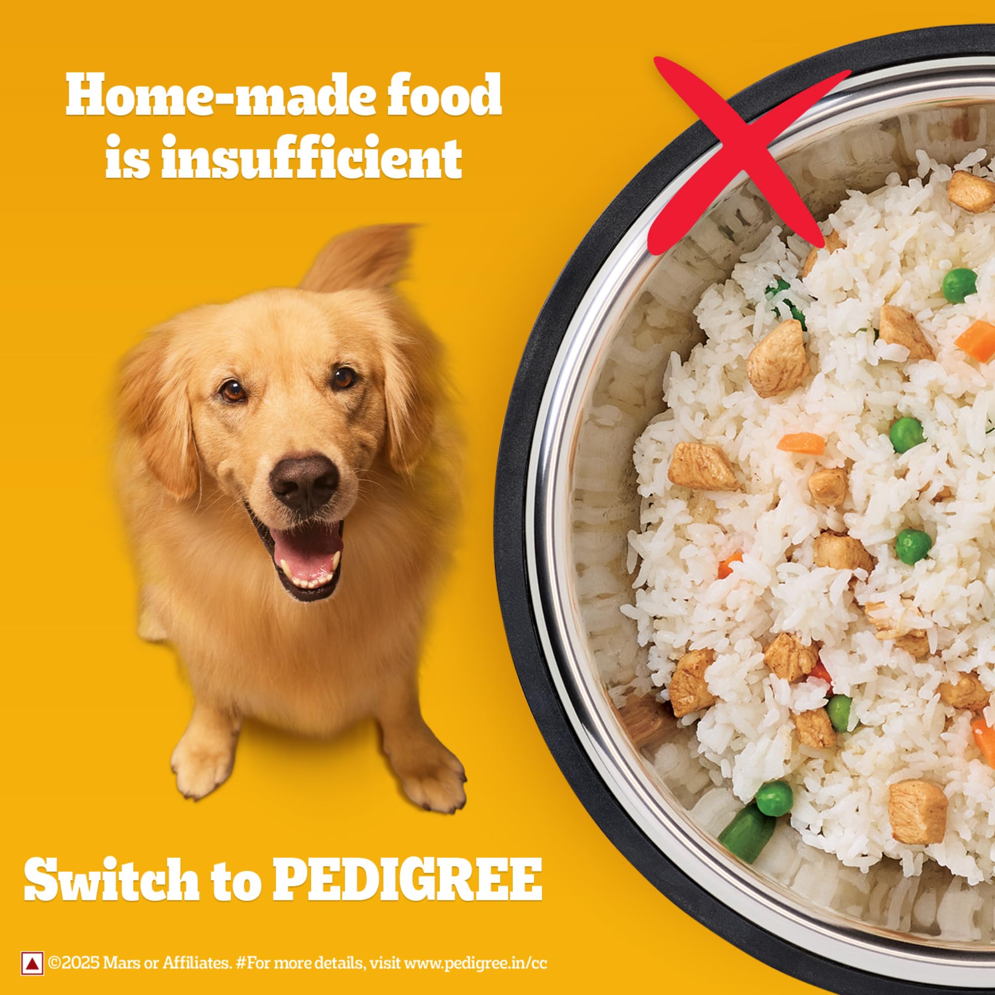 Pedigree Puppy & Adult Vegetarian Dry Dog Food 1kg with Protein & Calcium 3