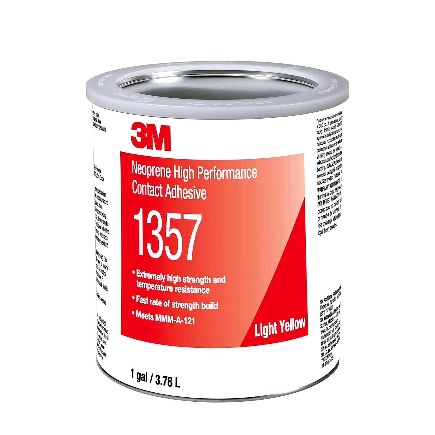 3M 22586 Neoprene High Performance Contact Adhesive 1357, Light Yellow