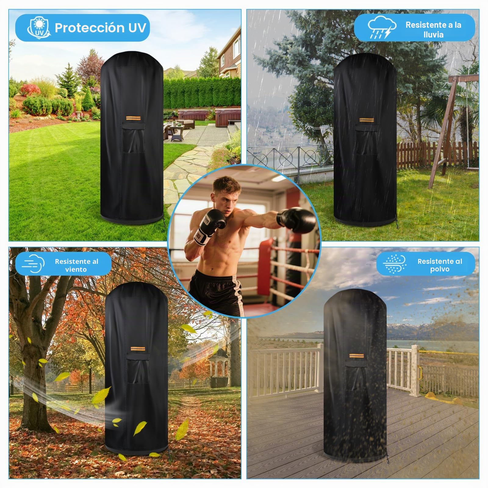 Funda Oxford 420D para saco de boxeo de pie, impermeable, protector exterior, funda 70"x28" con soporte chupete