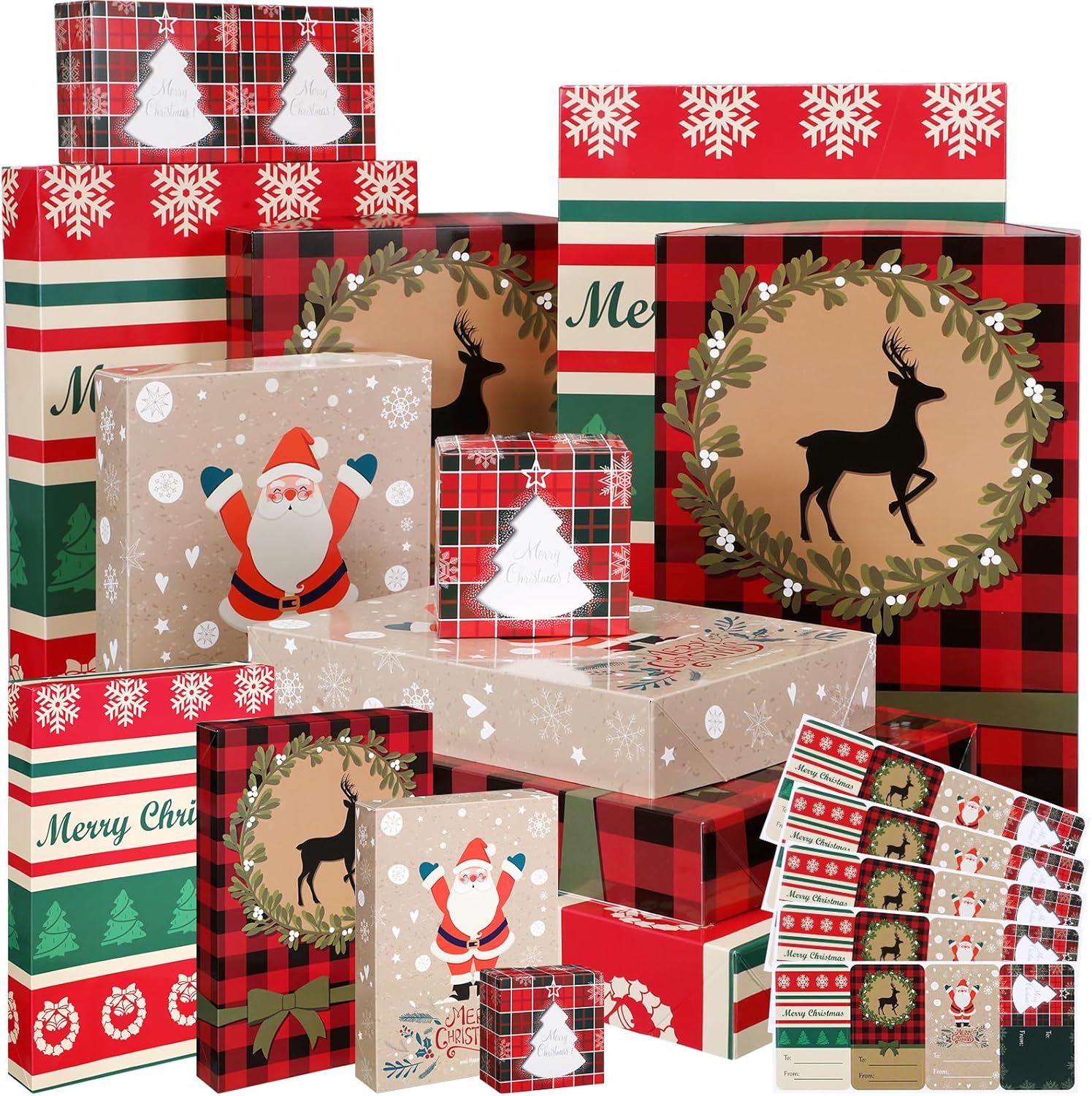 Zhanmai 20 Pieces Christmas Gift Boxes with Lids Christmas