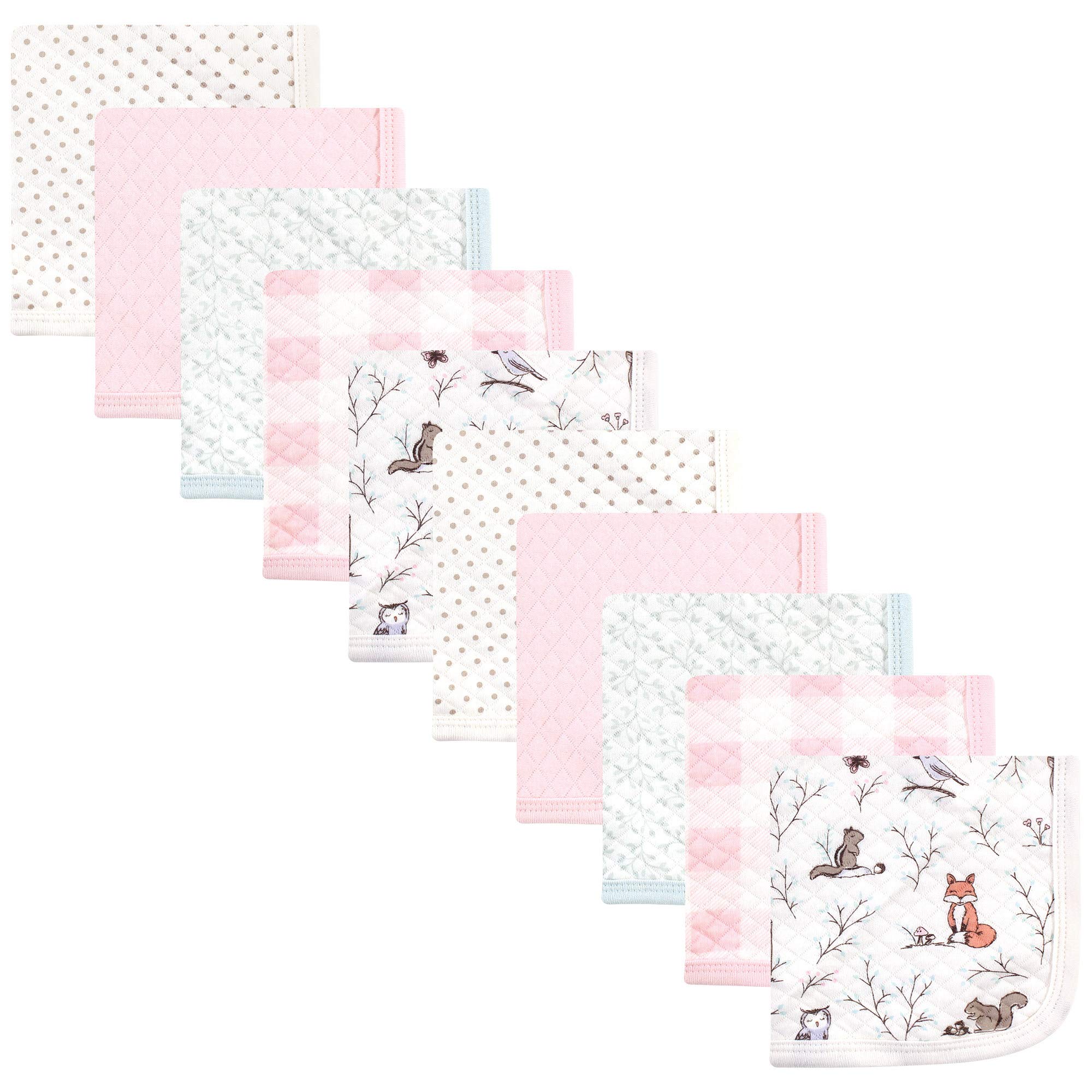 Hudson Baby Unisex Baby Quilted Cotton Washcloths, Enchanted Forest, One Size