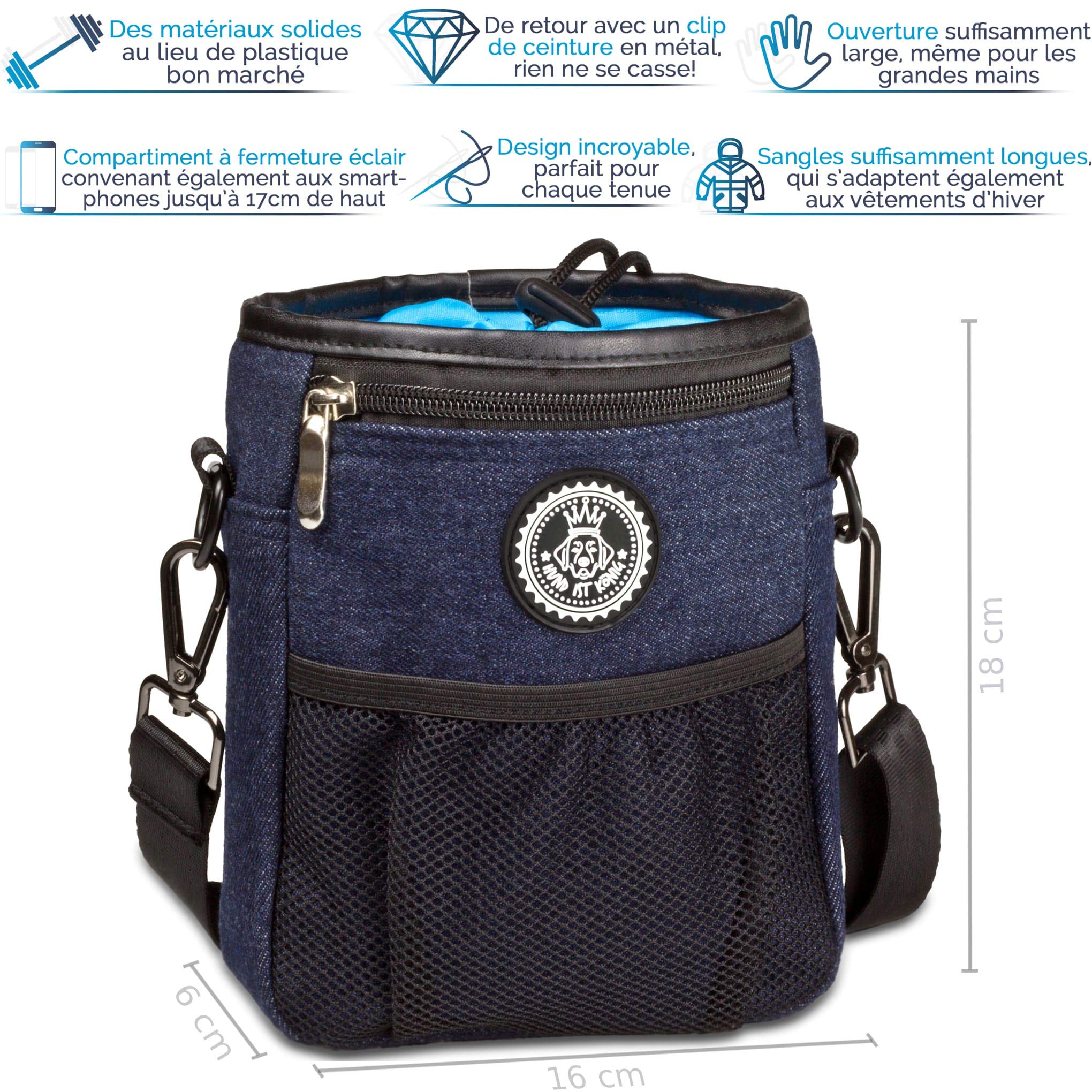 HUND IST KÖNIG Pochette friandise pour Chien qualité Premium, Le Sac de friandises pour Tout. Pochette friandise pour Dressage Chien et Formation Chiots.