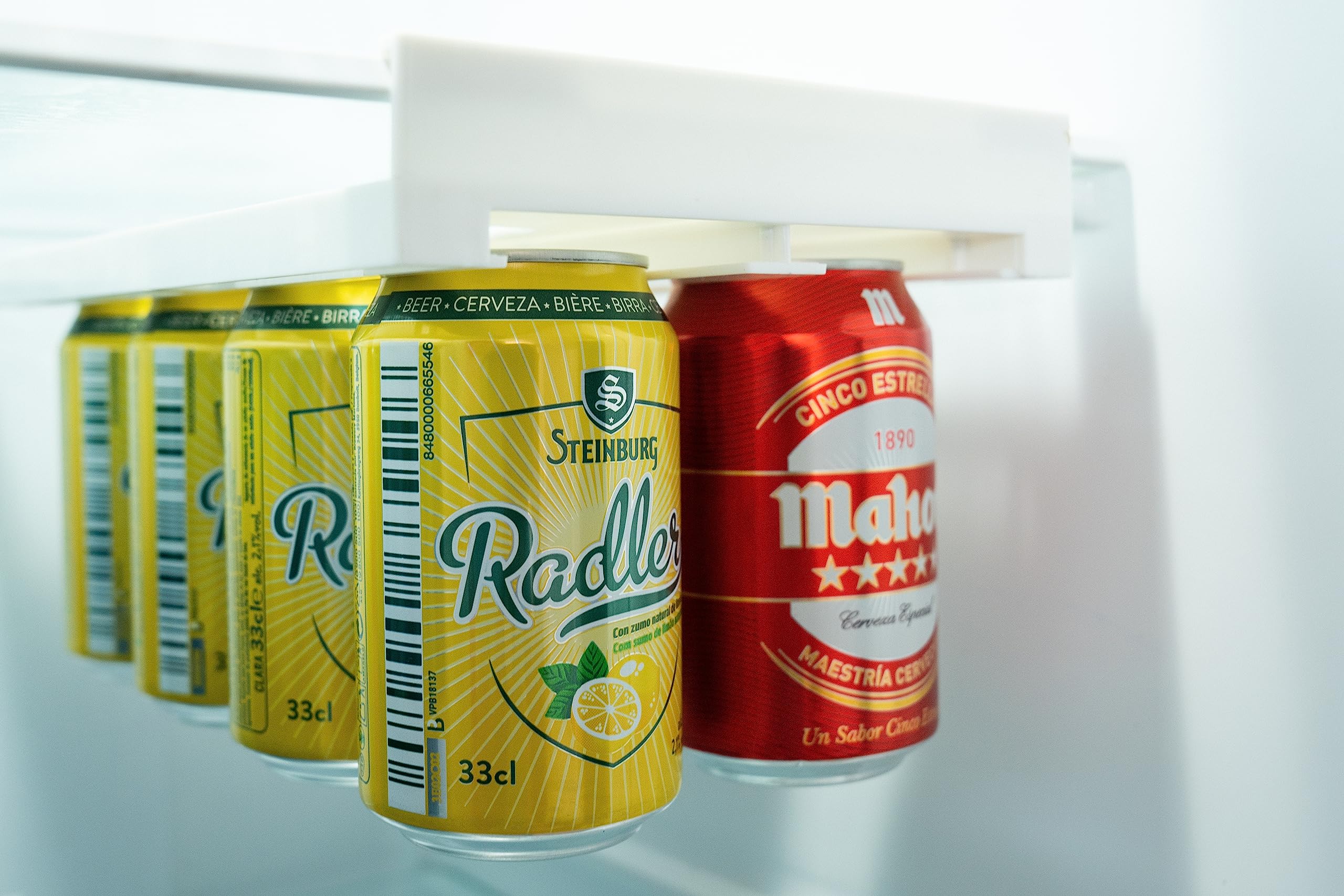 ZAHARA+ Organizador Latas Nevera No oxidable y Autoajustable - Dispensador de Latas para Frigorífico - Gran Almacenaje para Bebidas - Pack de 2 Unidades Capacidad 16 latas
