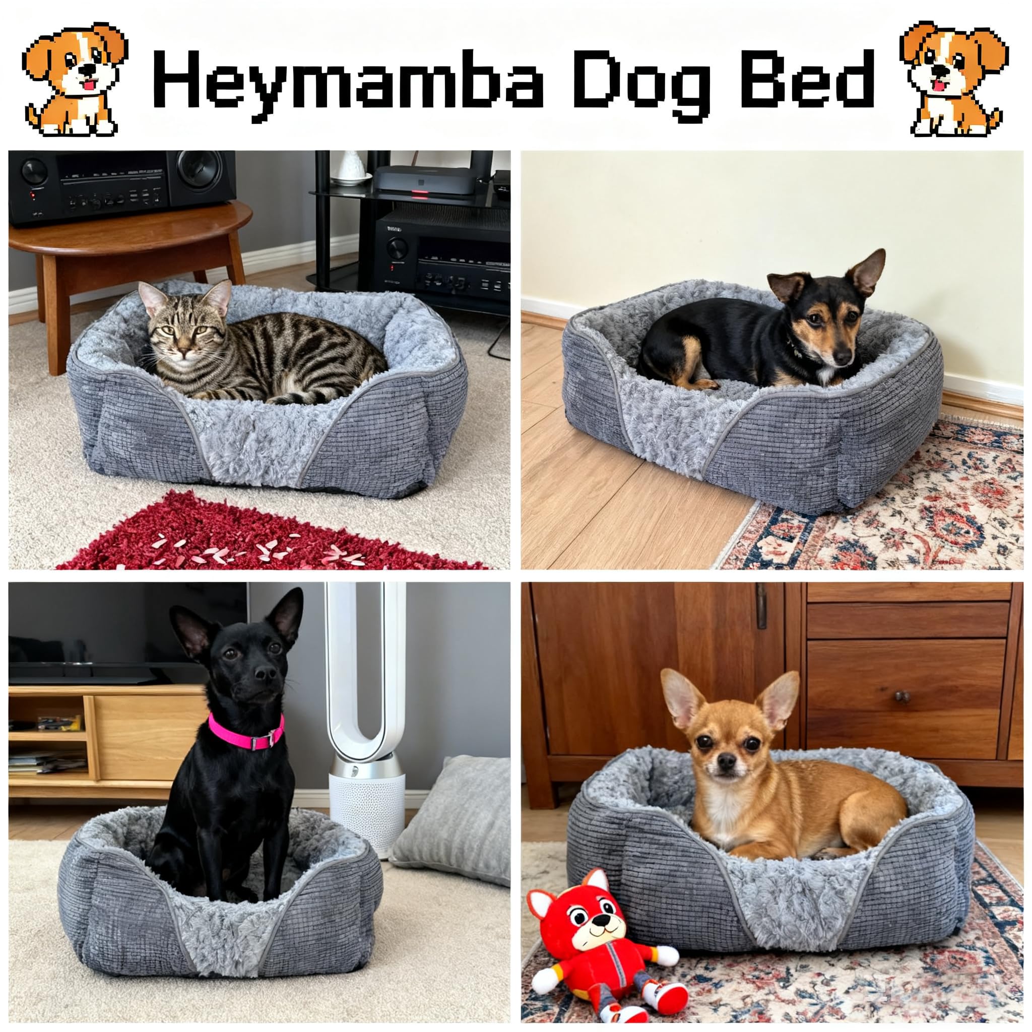 Heymamba Small Dog Beds Puppy Bed with Corduroy Corn-Grain Pet Material - Image 2