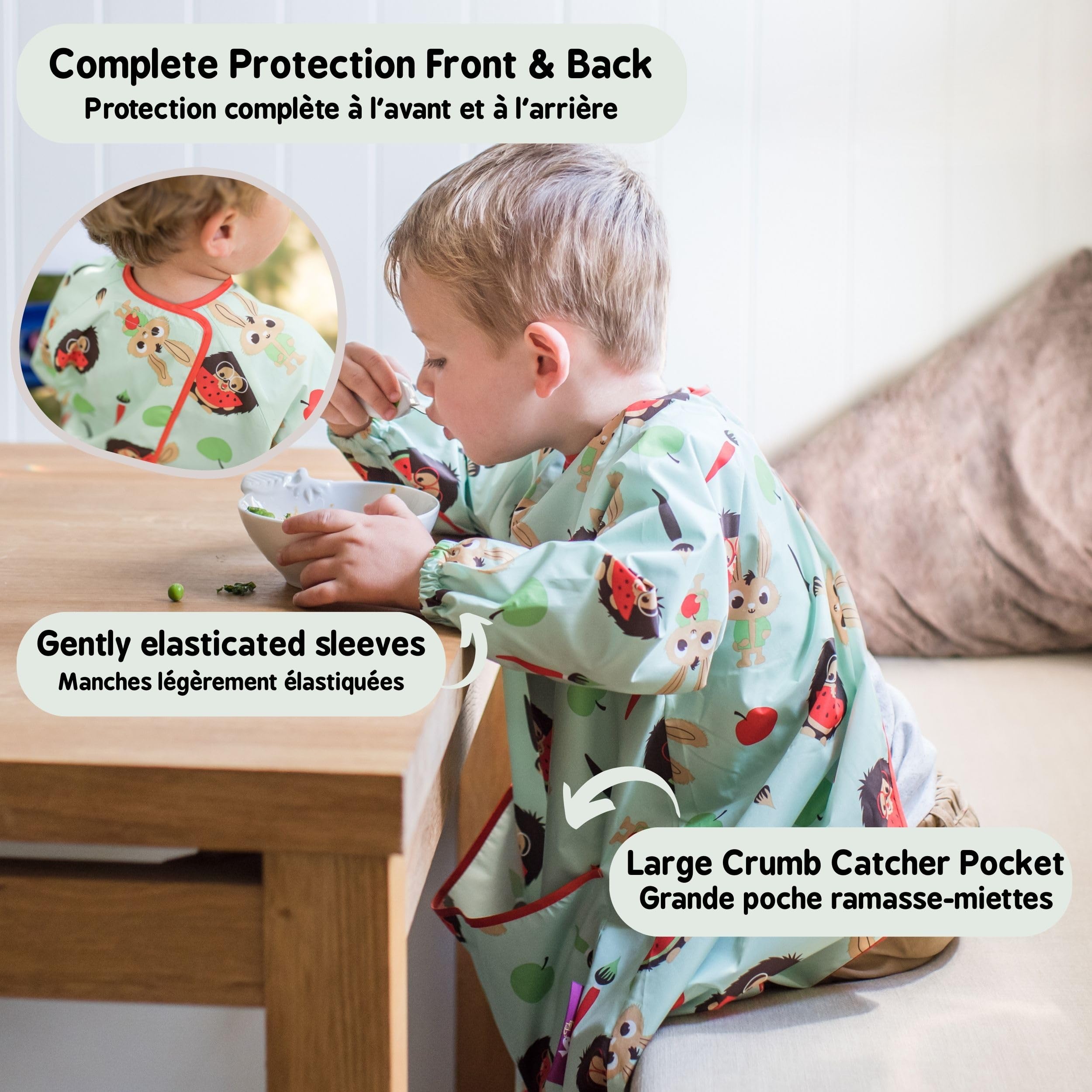 Tidy Tot Babero impermeable manga larga para comer pintar y jugar Bolsa GRATIS