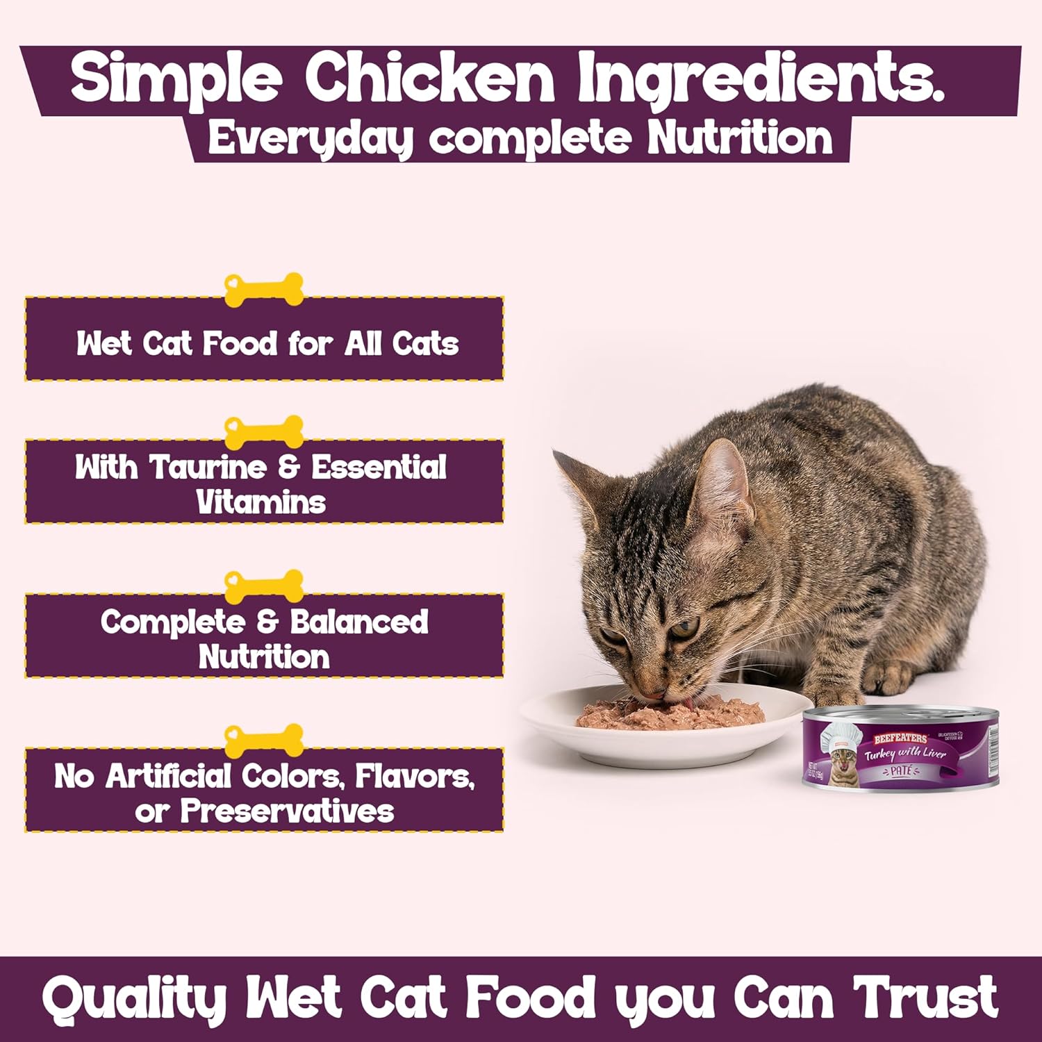 Beefeaters Turkey Liver Pate Wet Cat Food 5.5oz (24-Pack) | Adult Wet Food with Taurine, Premium Catfood Wet Food, No Artificial Additives, Balanced Nutrition | Supports Immune System & Vision