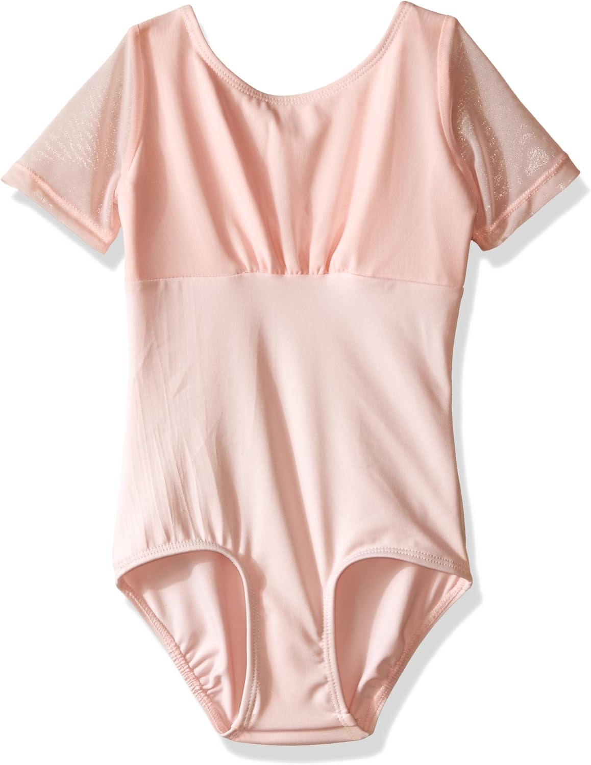 Danskin Big Girls Dance Sheer Cap Sleeve Leotard, Petal Pink, Medium