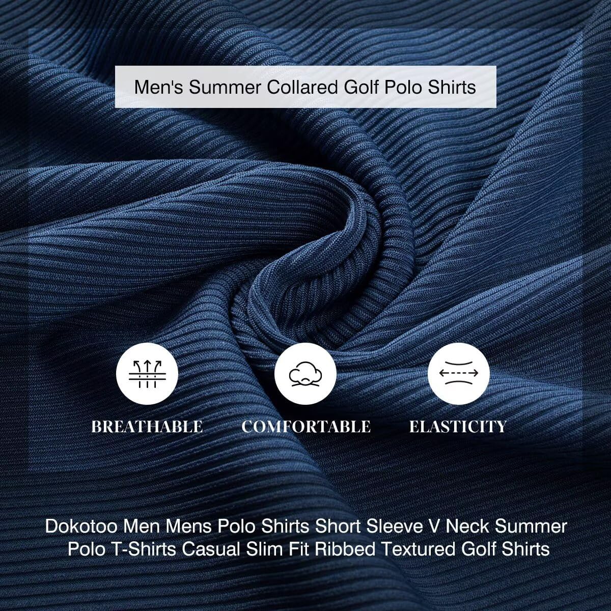 Mens Polo Shirts Short Sleeve V Neck Summer Polo T Shirts Casual Slim Fit Ribbed Textured Golf Shirts - Image 6