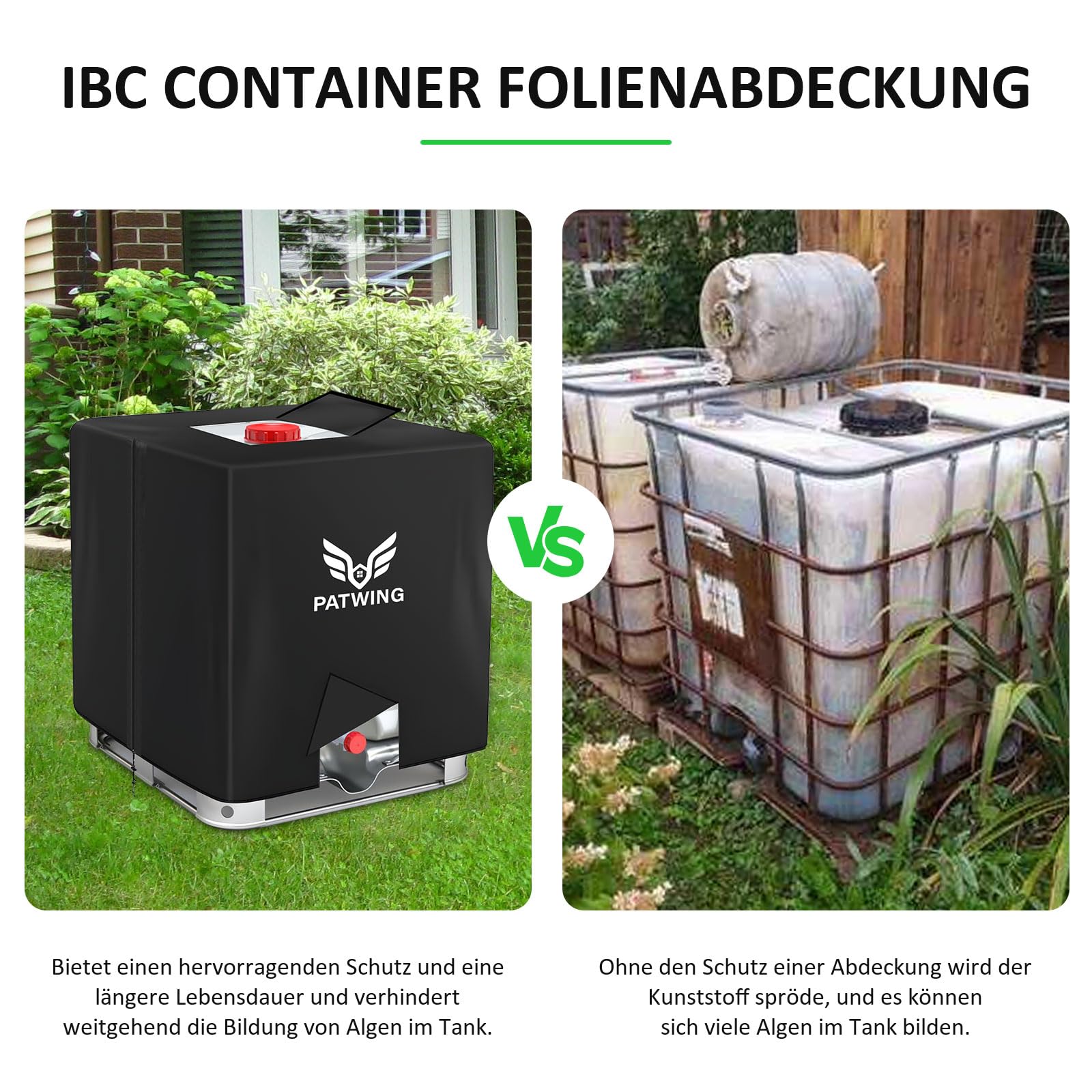 IBC Tank Abdeckung, 1000 L, mit Lochauschnitt, Schwarz
