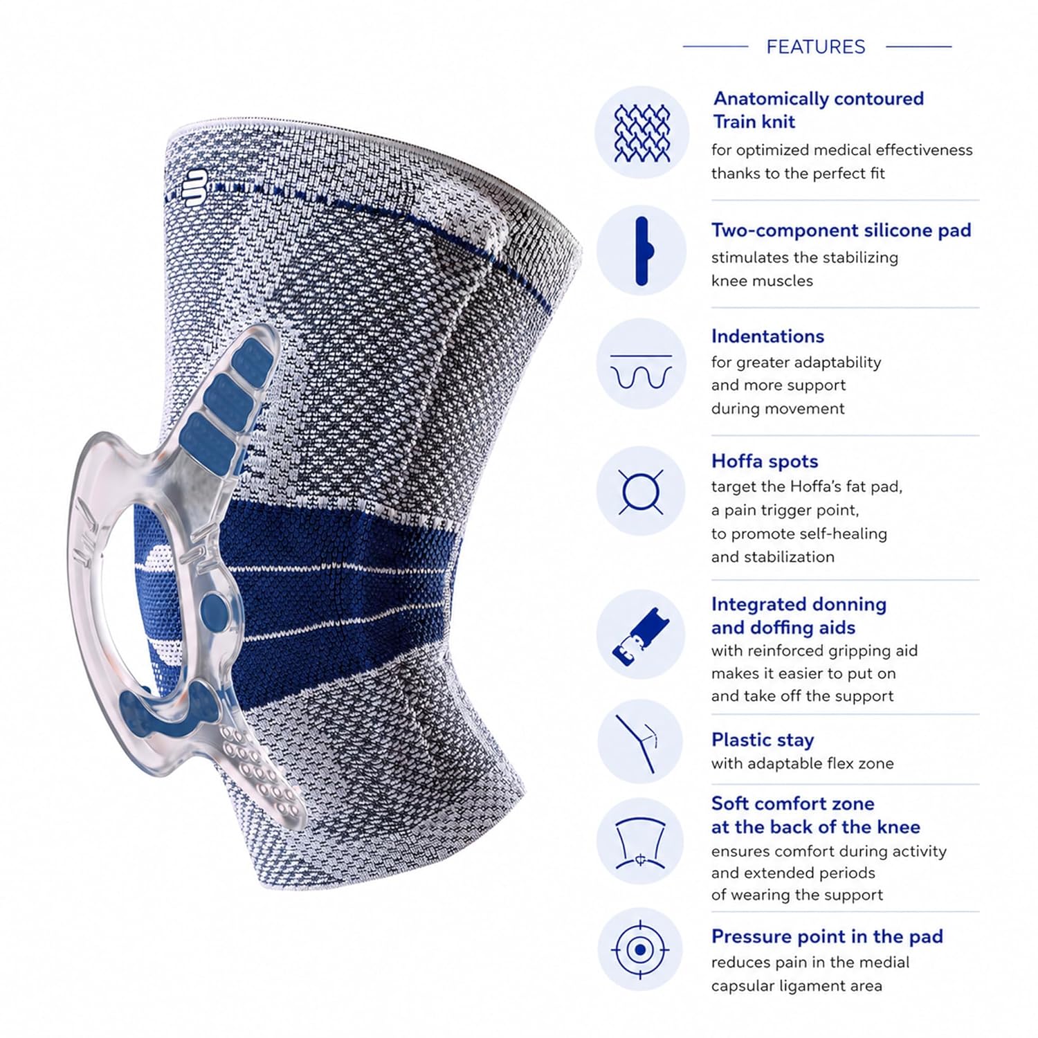 Bauerfeind - GenuTrain A3 - Arthritis Knee Support - Breathable Knit Knee Brace Helps Relieve Chronic Knee Pain and Irritation, Designed for Active People, Helps Stabilize Kneecap -Titanium, Right, Size 6