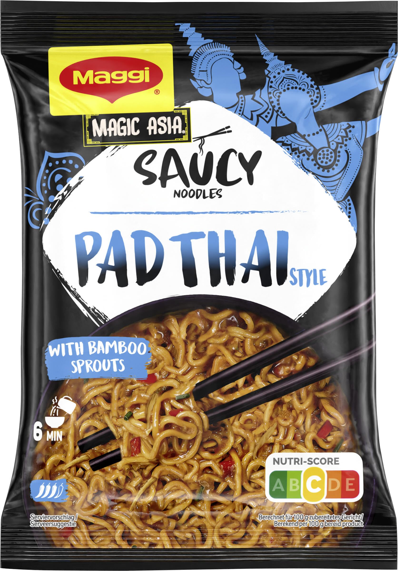 Maggi Magic Asia Noodle Sortimentsbox, leckere Fertiggerichte in 3 verschiedenen Geschmacksrichtungen, 32er Pack (32 Beutel)