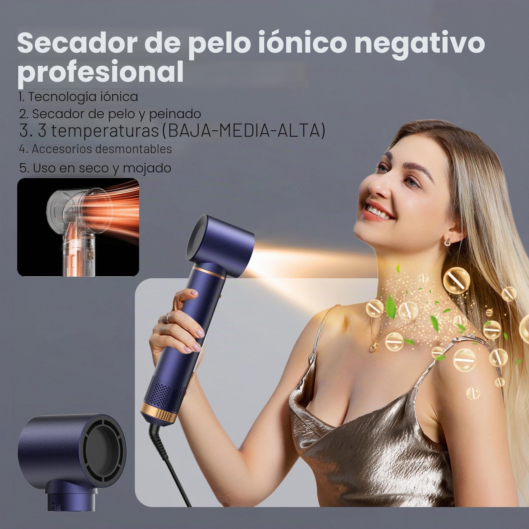 Air styler pro Secador 5 en 1 Secador Moldeador de Pelo 5 Cabezales Intercambiables 3 Temperaturas moldeador pelo Cepillo Secador Pelo juego de Brochas para Secar el Cabello