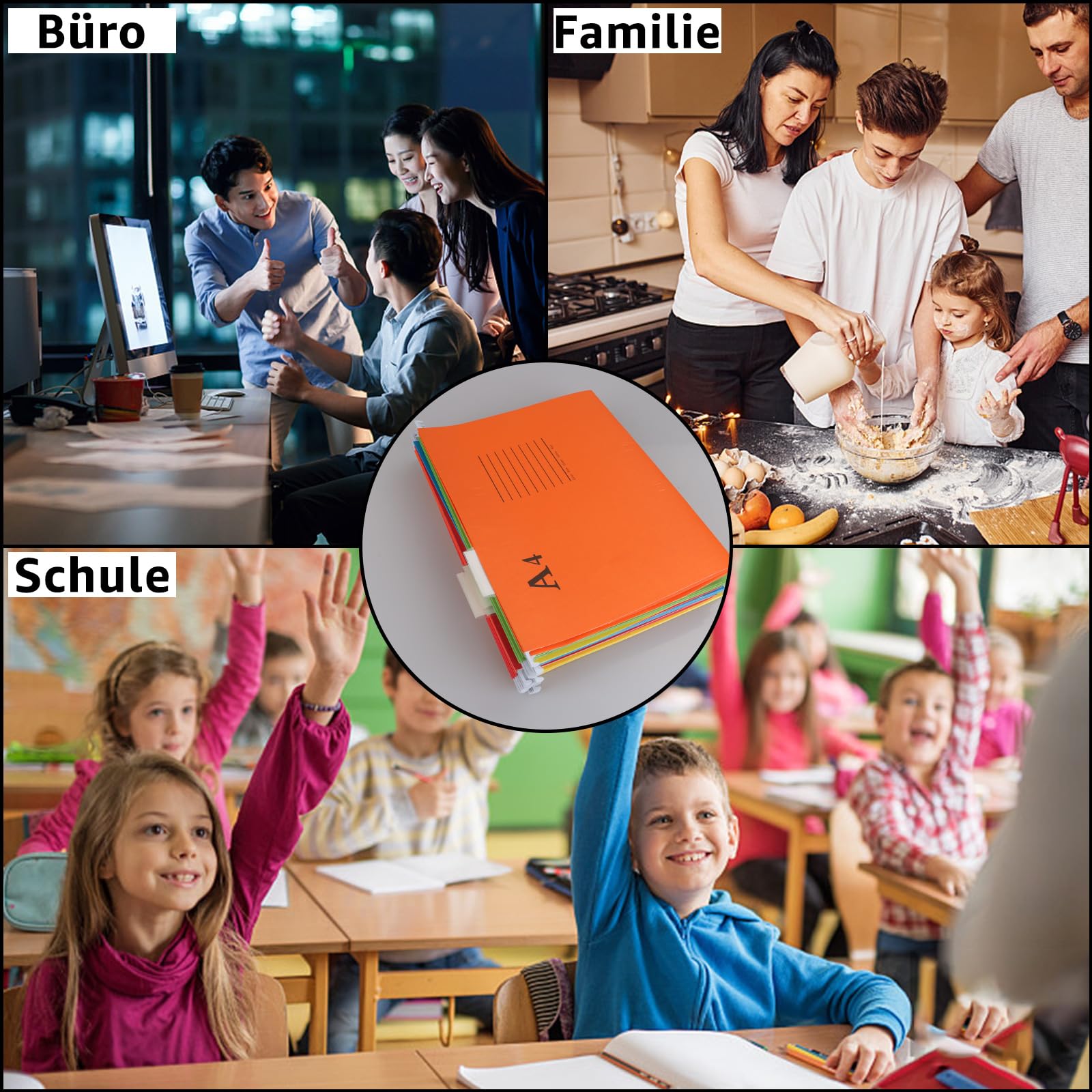 JMIATRY 25 Stk Hängemappen a4, Hängemappen a4 Pappe, Hängemappen A4 Bunt für Schublade, Büro, Schule, Haus (5 Farben)