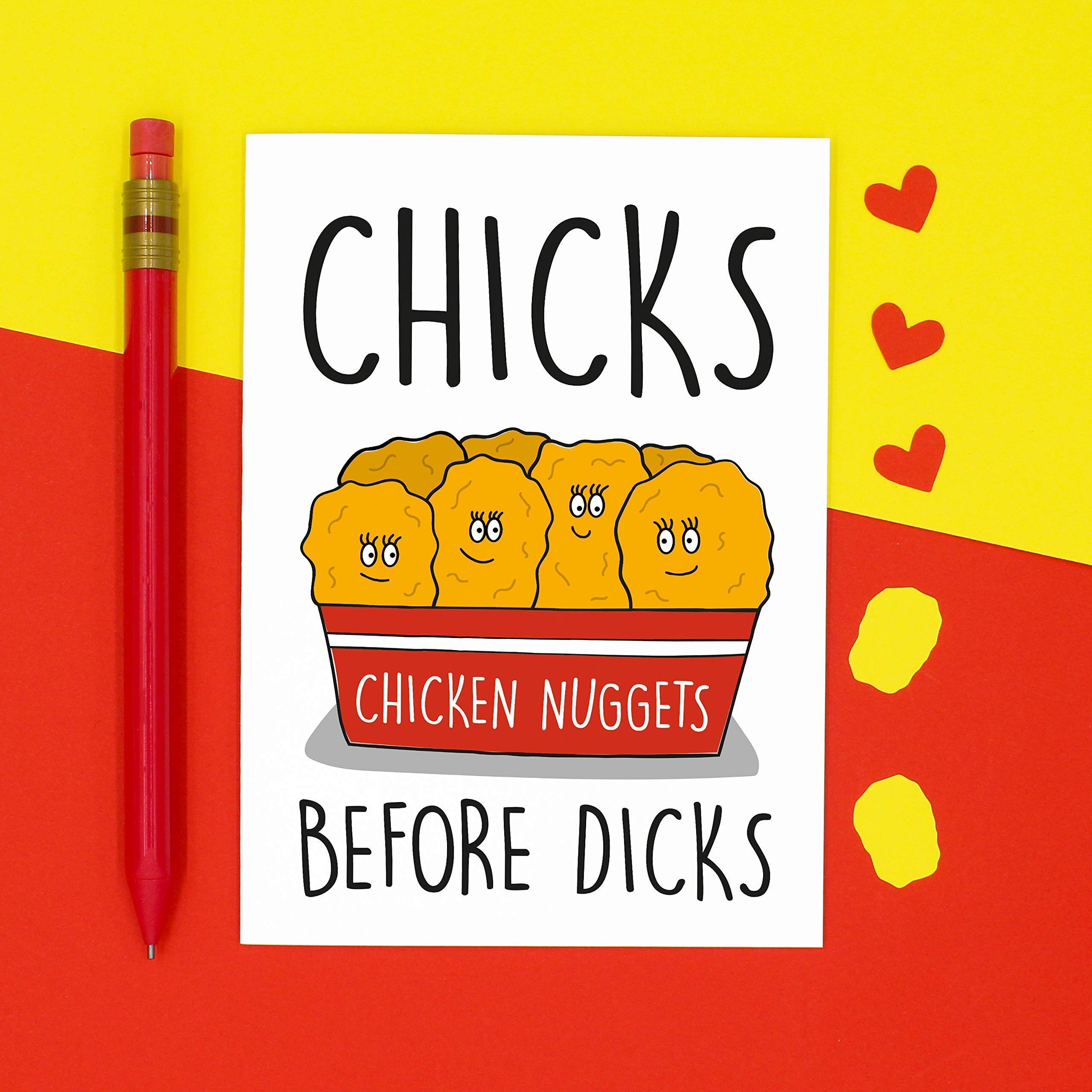 Chicks Before Dicks Chicken Nuggets Galentines Card